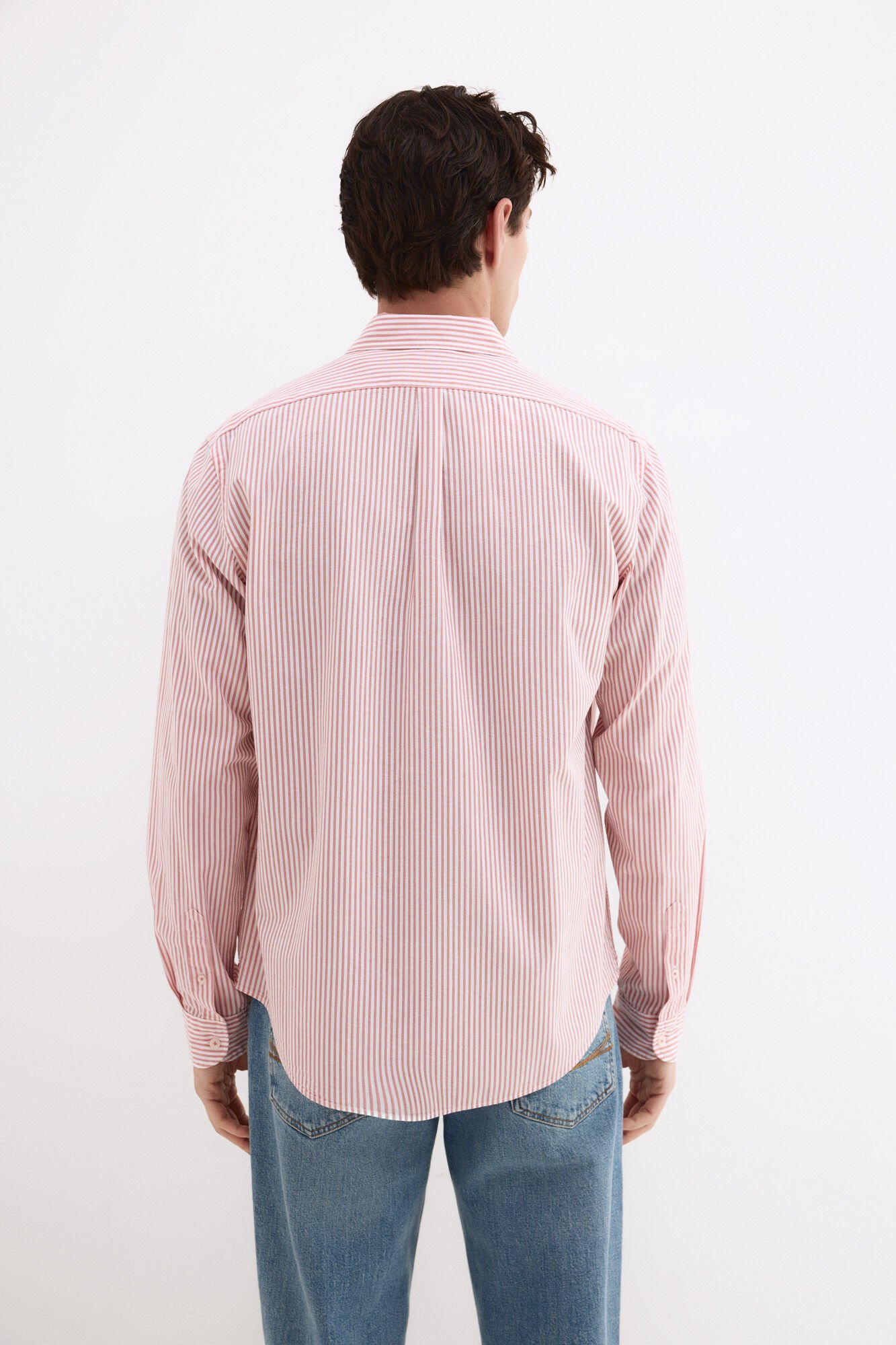 Pedro del Hierro Seersucker striped shirt Coral