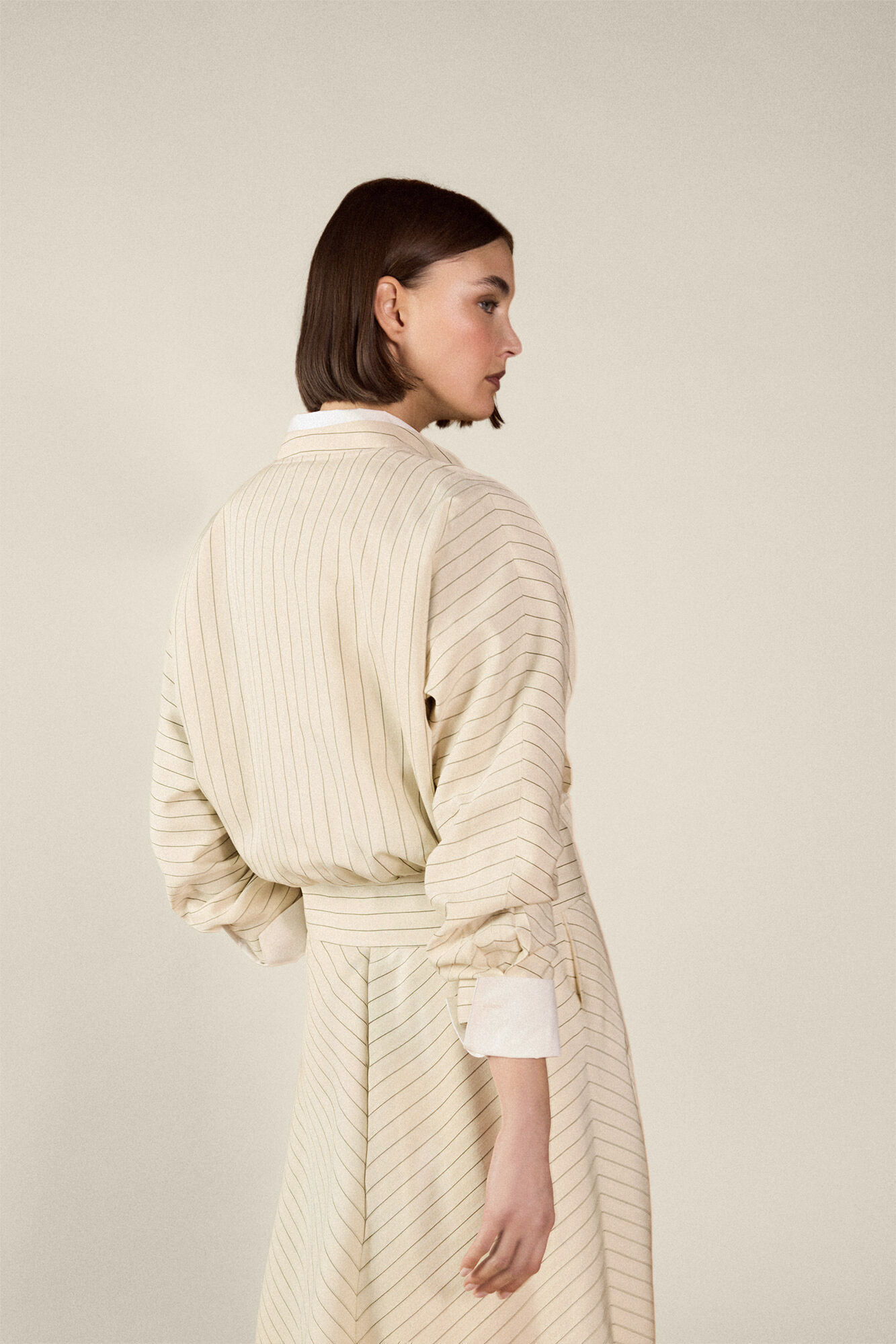 TFP by Tamara Falc&oacute; Striped jacket Beige