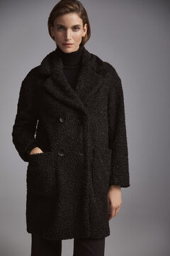 Pedro del Hierro Double-breasted sheepskin coat Black