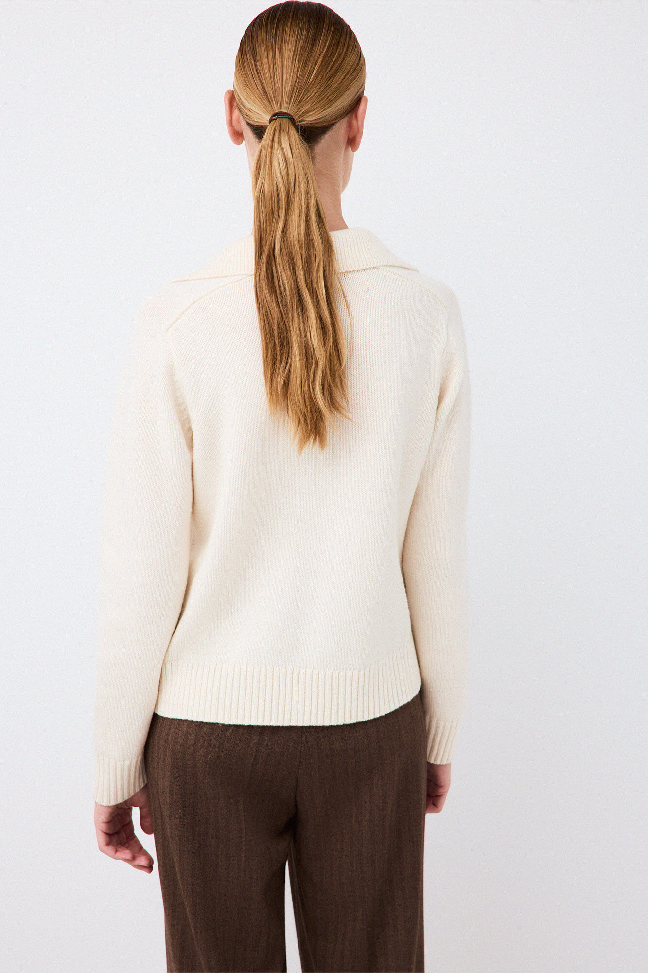 Pedro del Hierro Cross-knit polo neck jumper White