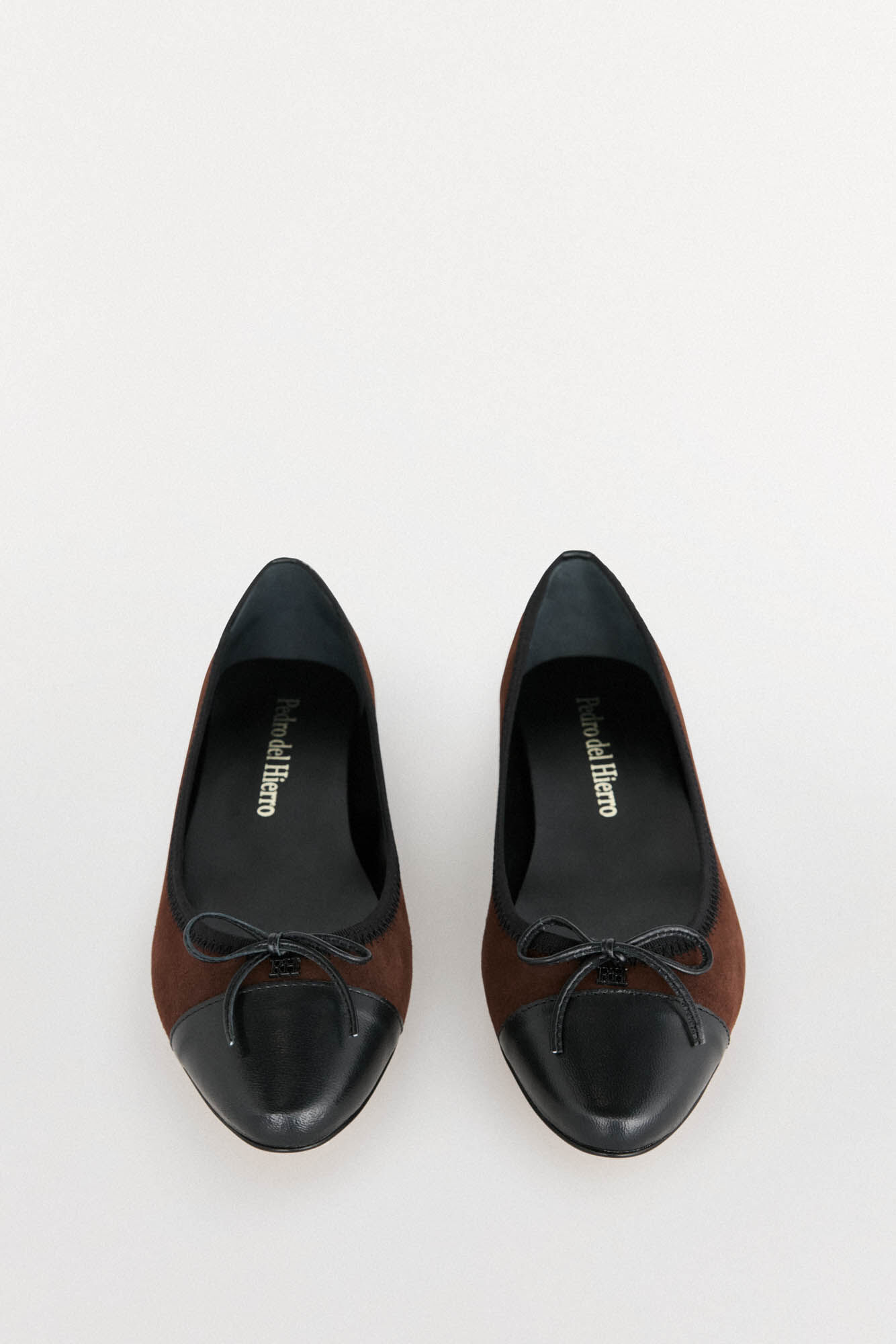 Pedro del Hierro leather ballerina with logo toe Brown