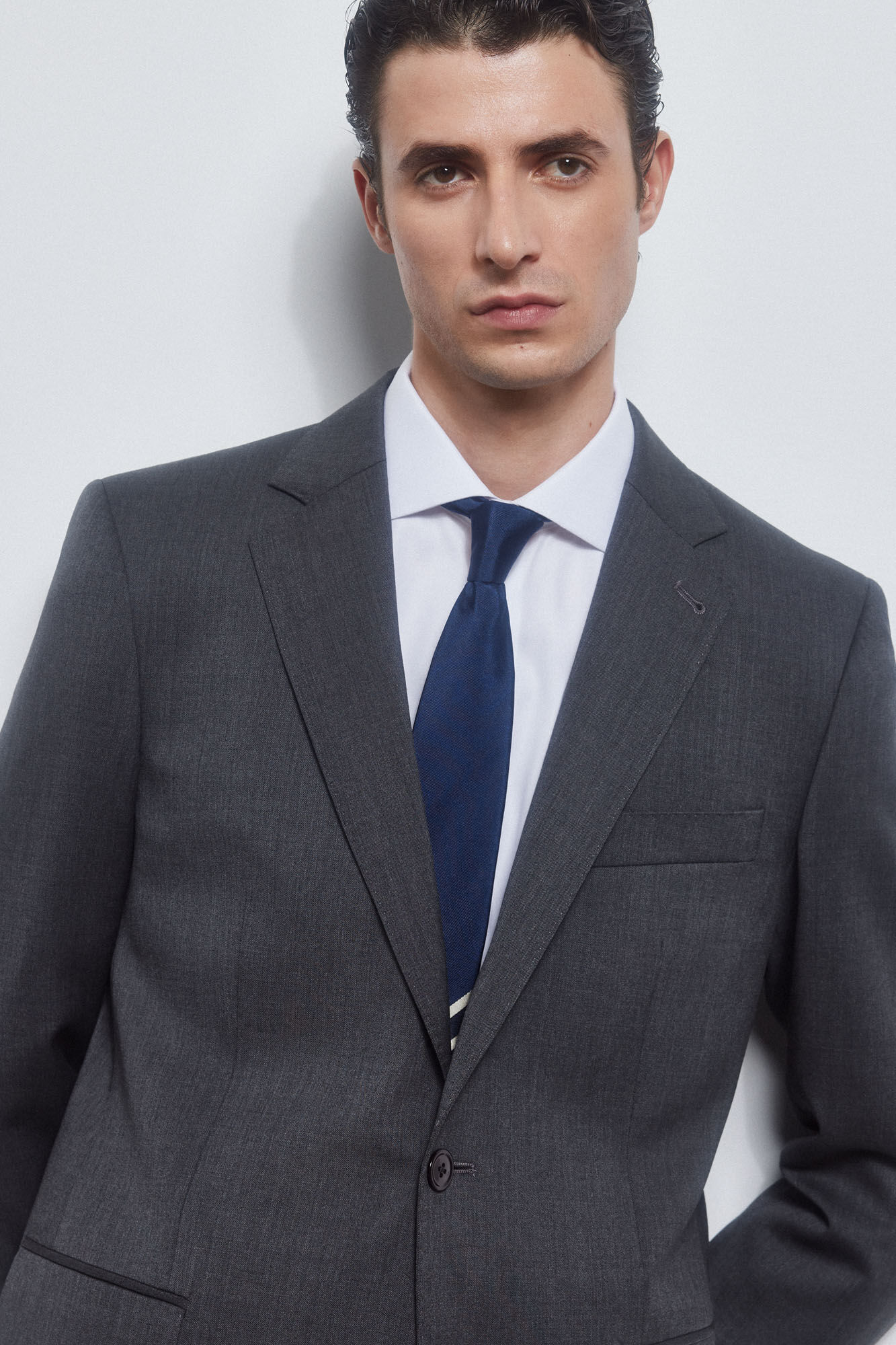 Pedro del Hierro Americana lisa bi-stretch tailored Gris