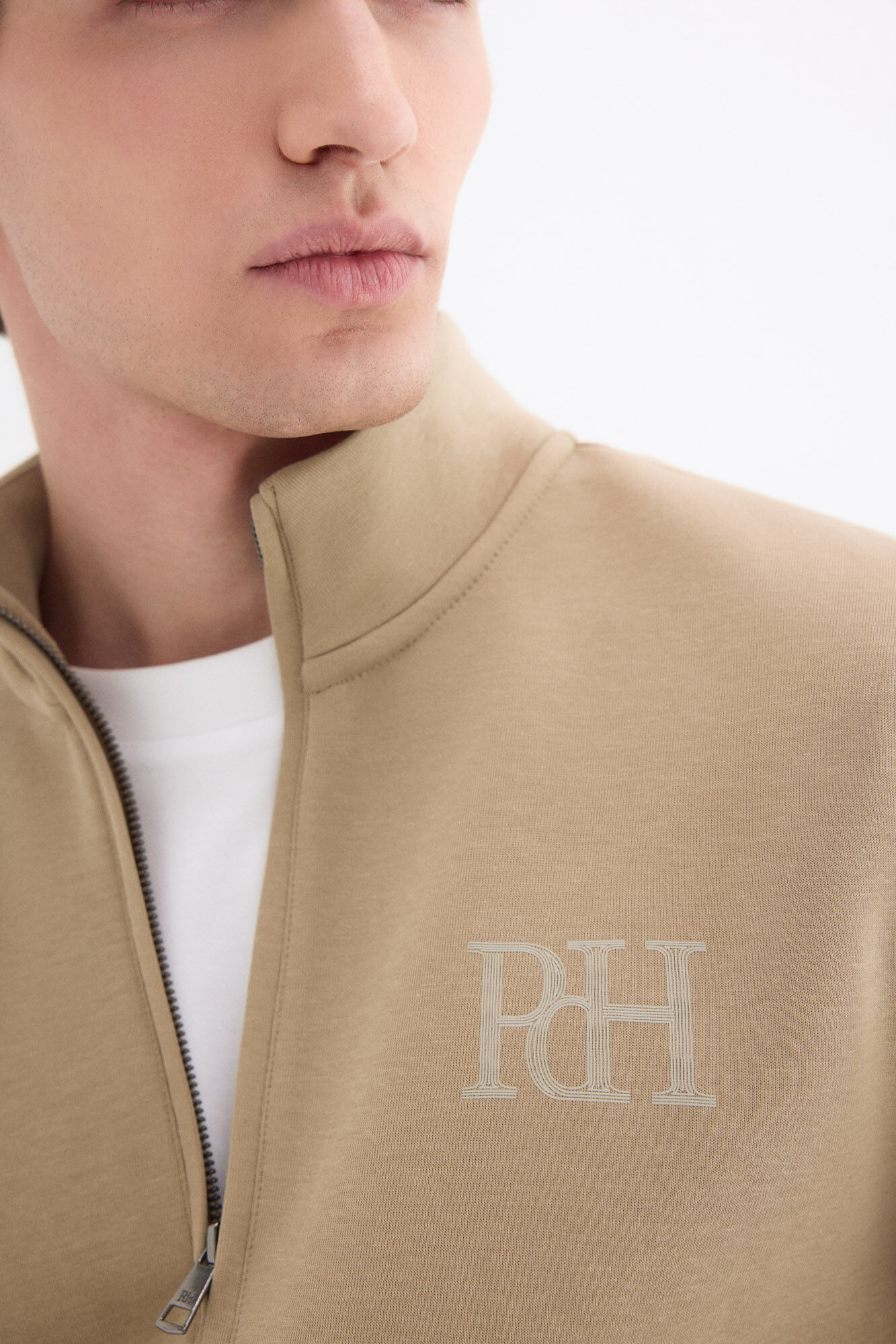 Pedro del Hierro Technical fabric cardigan Beige