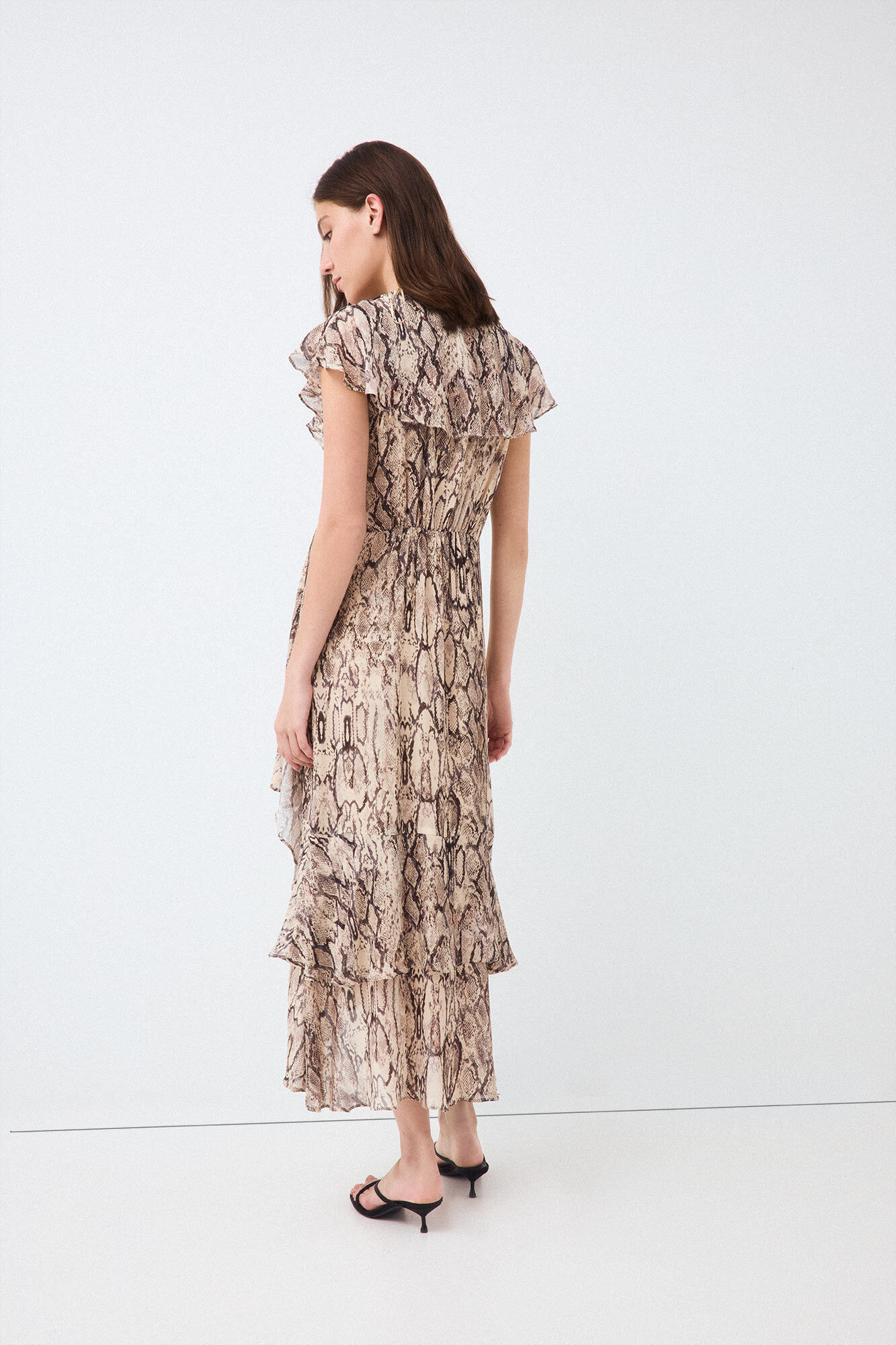 Pedro del Hierro Fluid ruffle dress Brown
