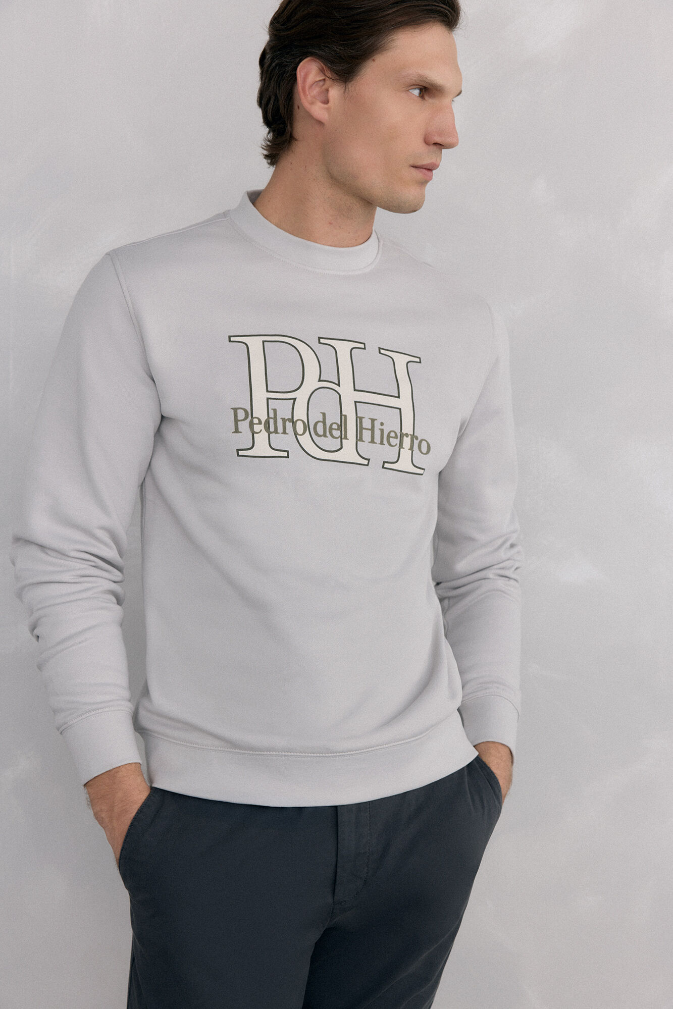 Pedro del Hierro Sweatshirt logo crew neck Grey