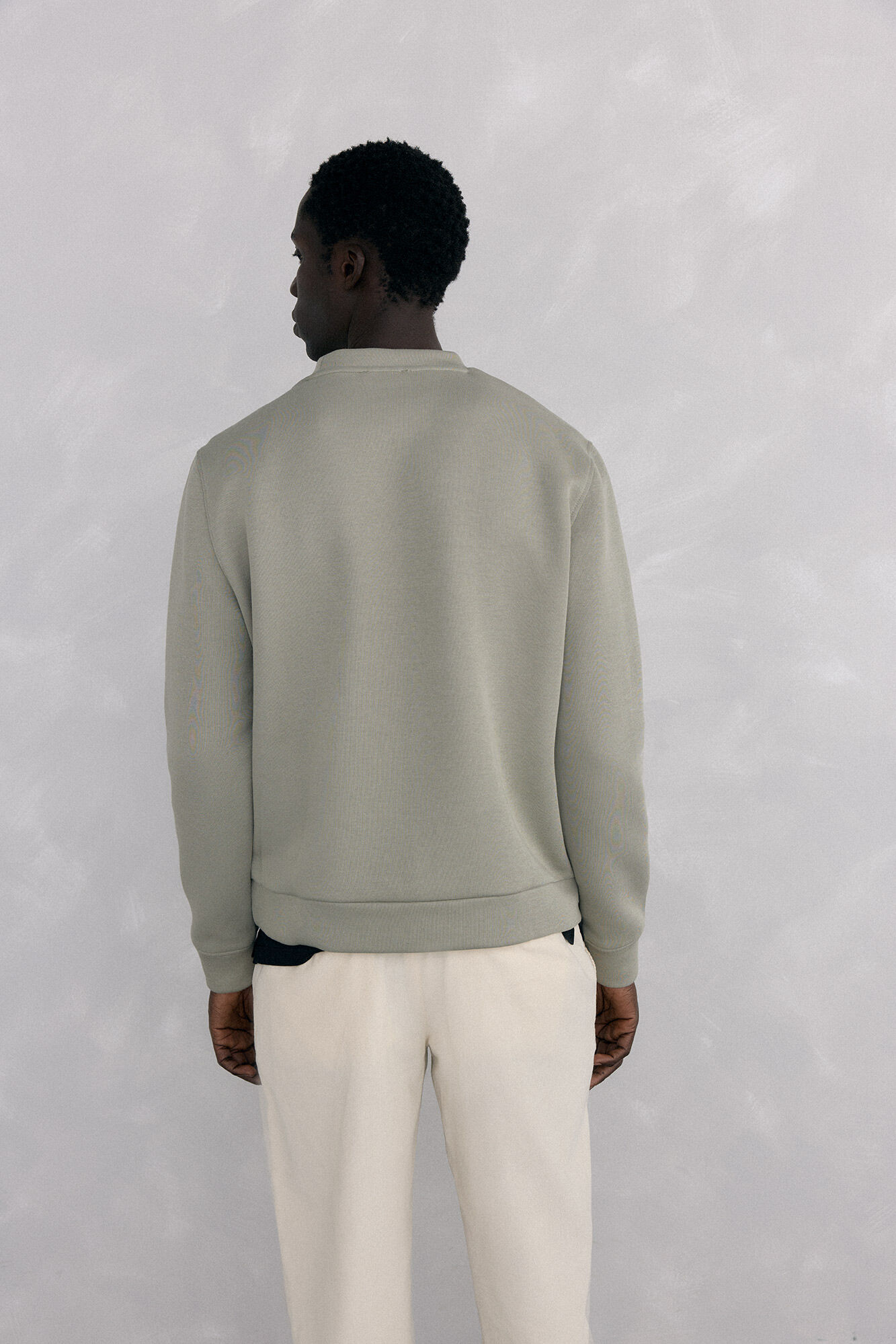 Pedro del Hierro Crew neck sweatshirt in technical fabric Green