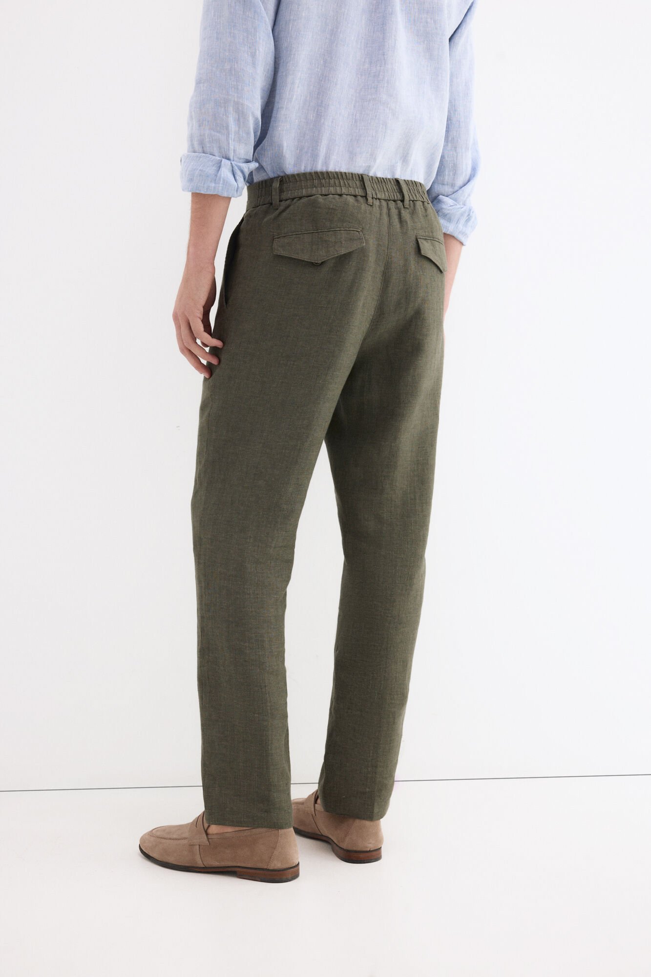 Pedro del Hierro Cotton-linen regular fit trousers Green