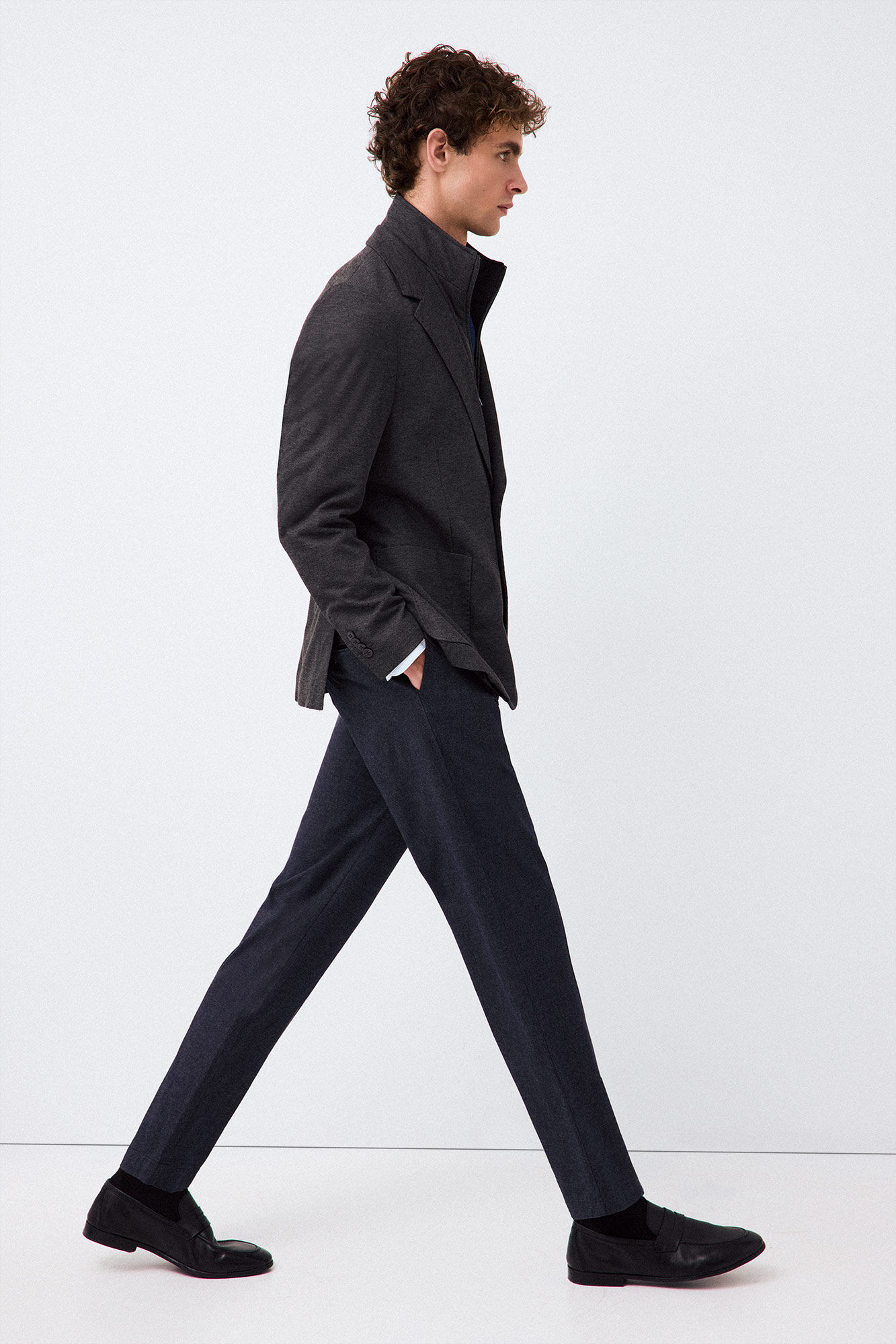 Pedro del Hierro Knit jacket with removable lining Grey