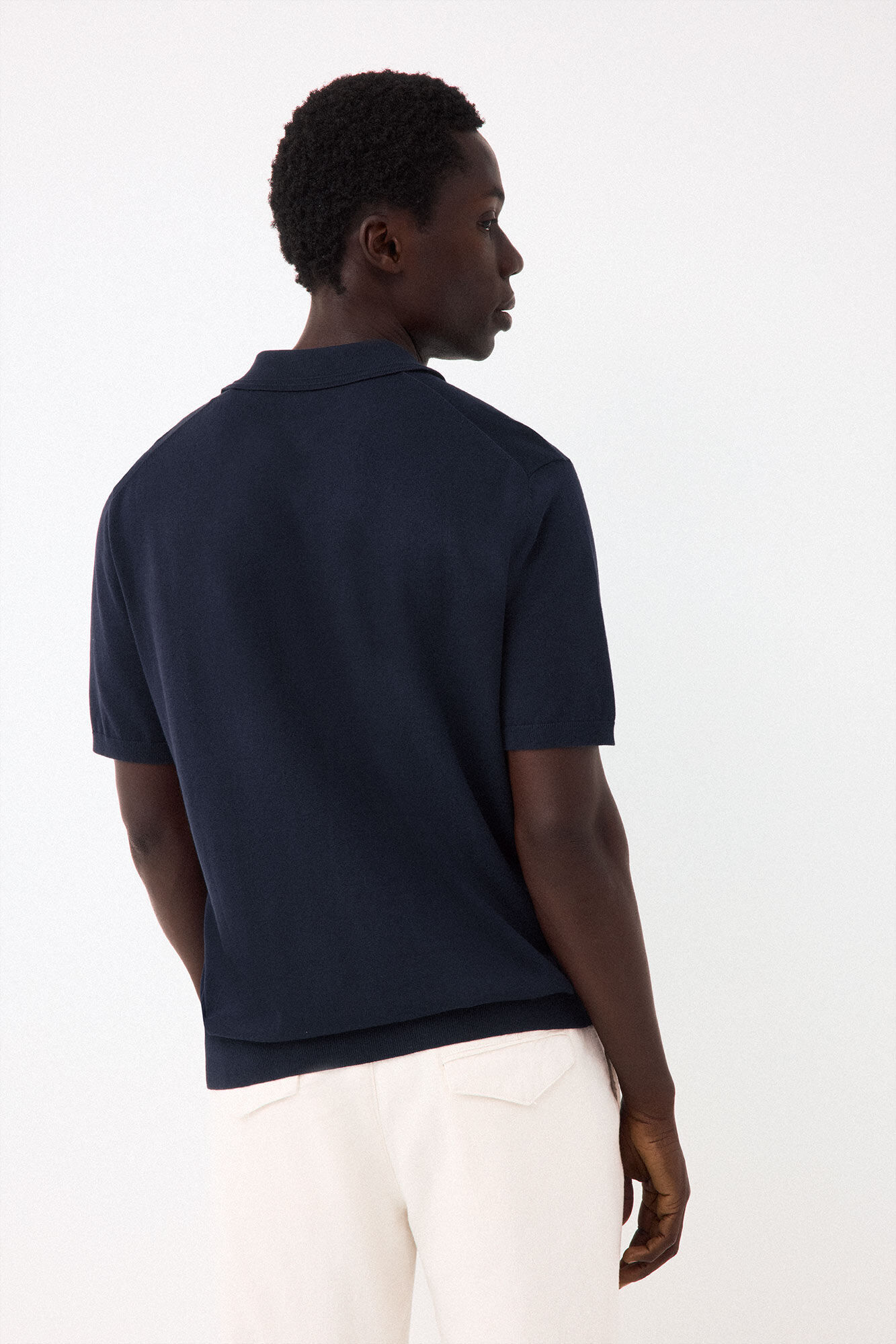 Pedro del Hierro Cotton premium knit polo shirt Blue