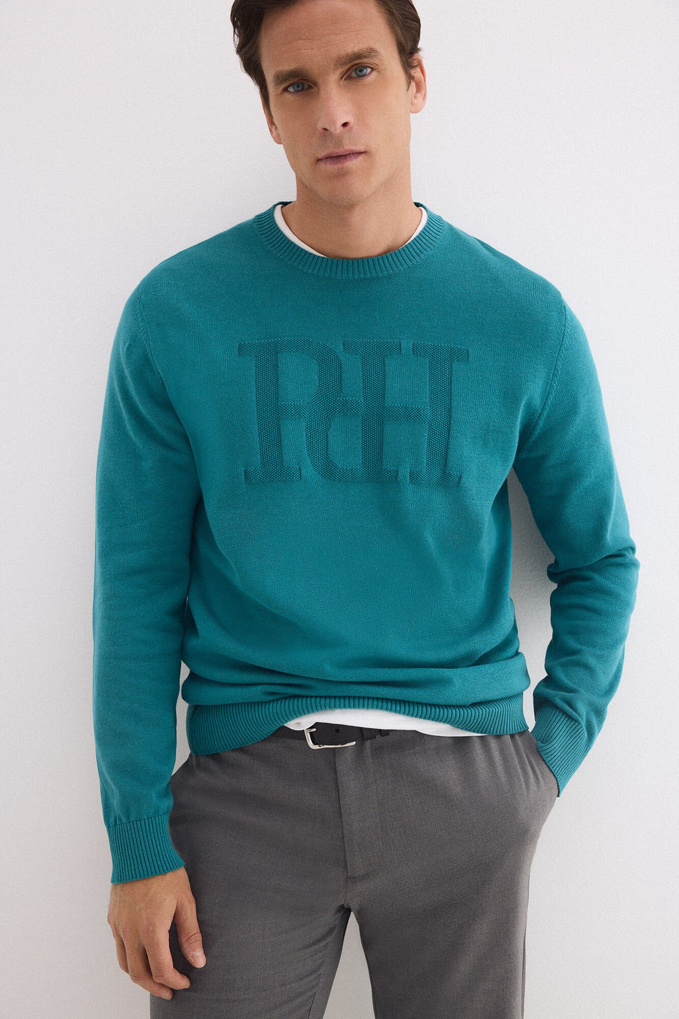 Pedro del Hierro Round neck big chest logo jumper