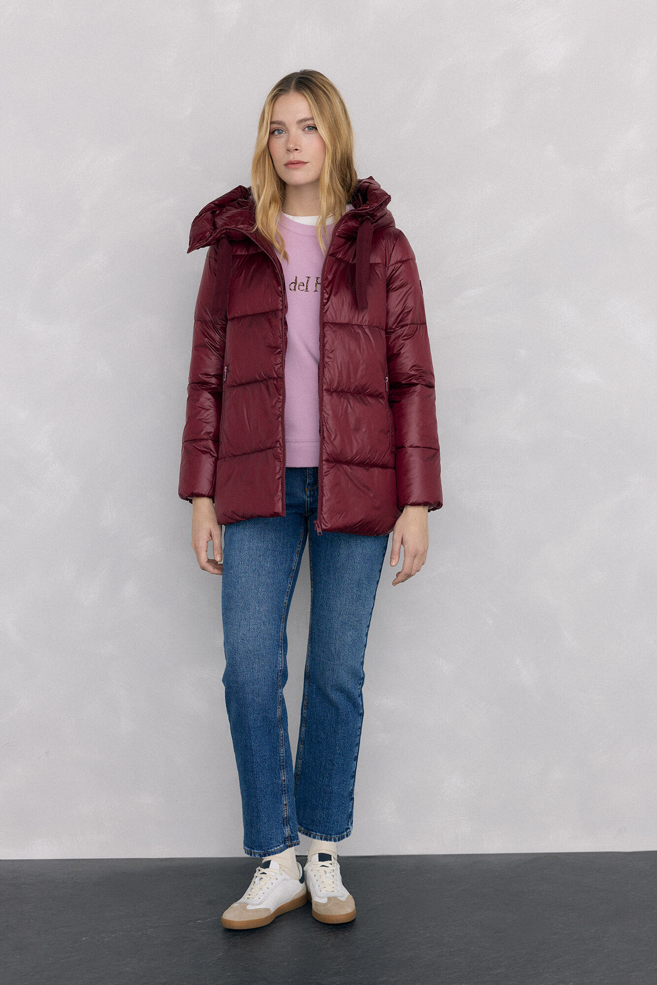 Pedro del Hierro Parka curta capuz Bordeaux