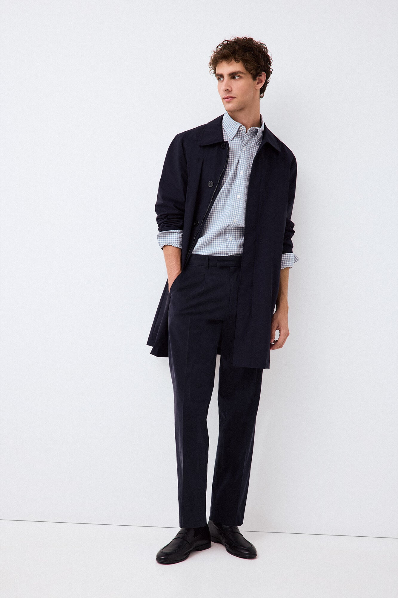 Pedro del Hierro Melange plaid shirt Blue