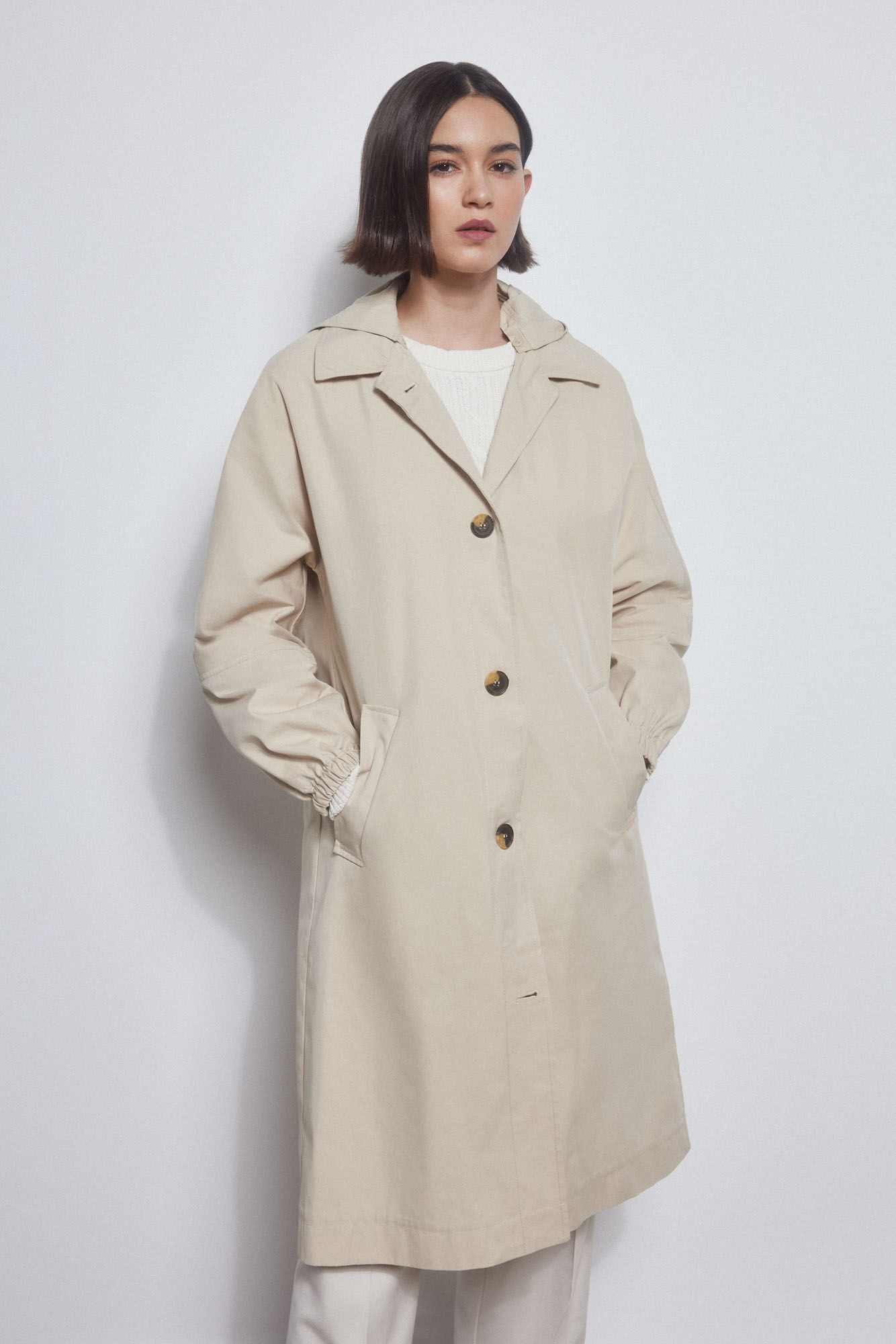 Pedro del Hierro Parka algodon capucha Beige