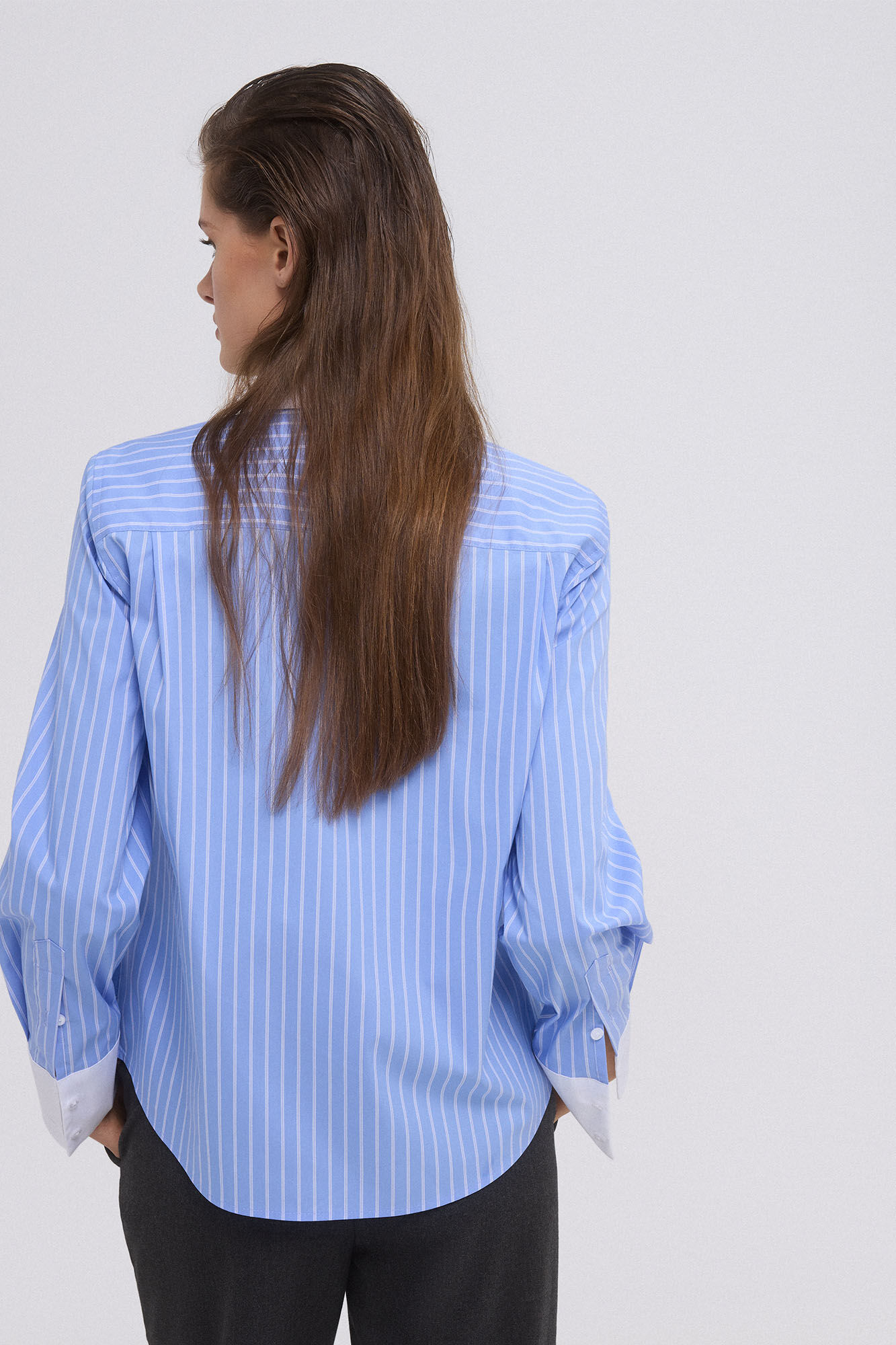 Pedro del Hierro Easy iron striped baby neck shirt Blue