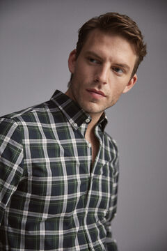 Pedro del Hierro Checked slim fit non-iron viroblock shirt Blue