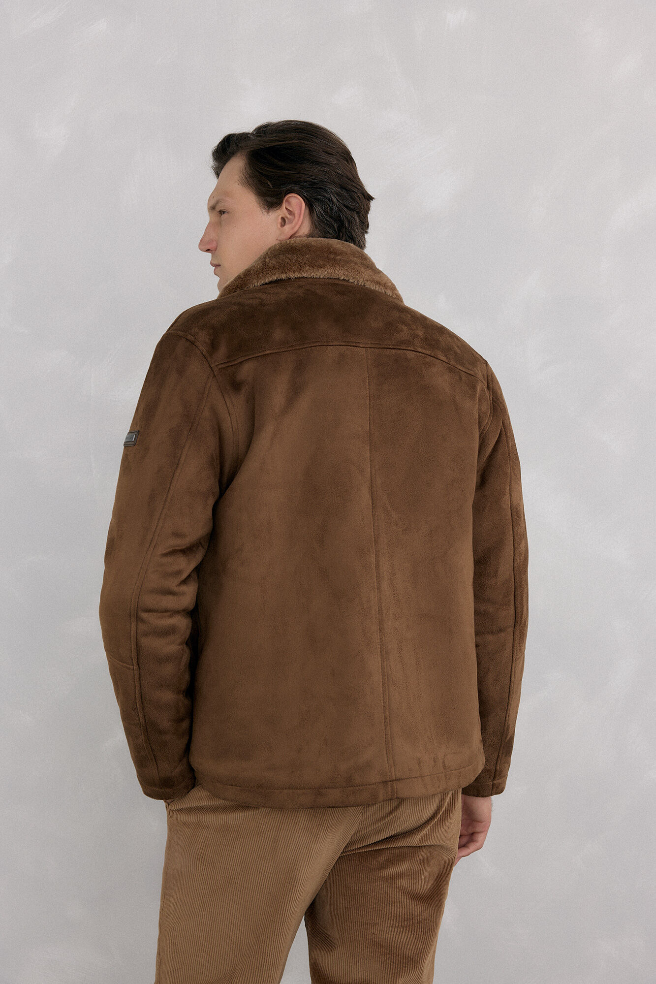 Pedro del Hierro Double-sided faux shearling jacket Brown