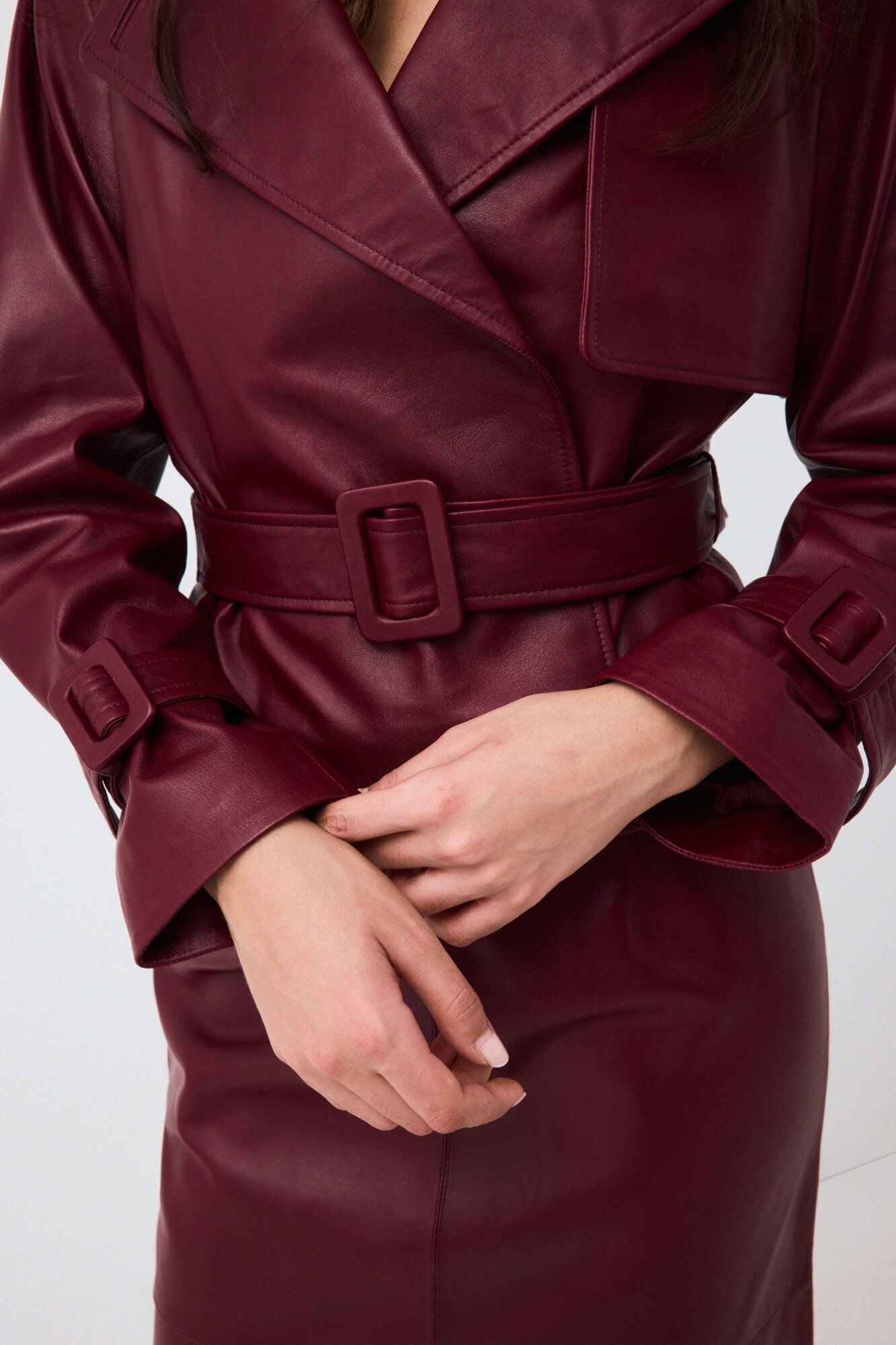 Pedro del Hierro Suede short trench Red