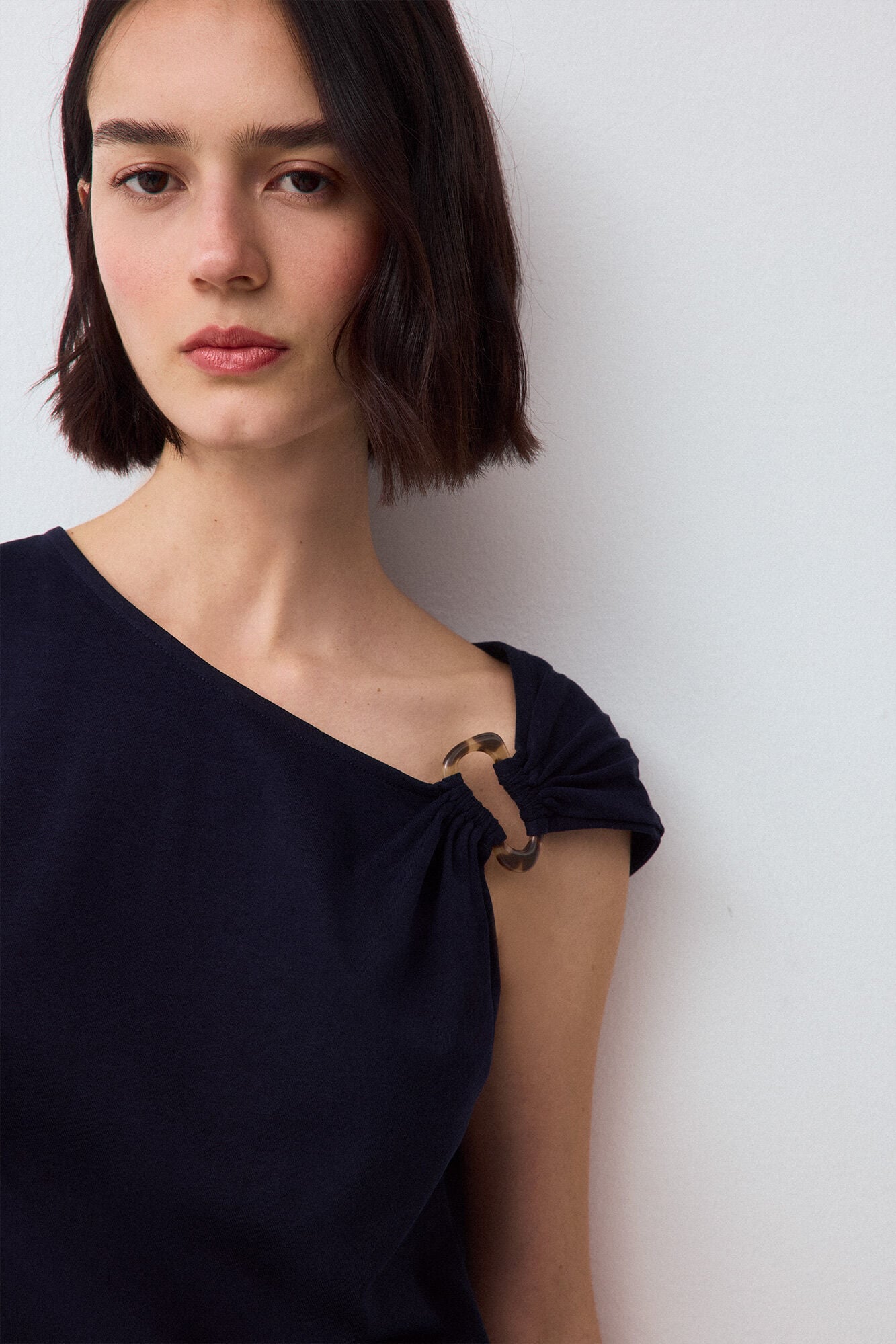 Pedro del Hierro Sleeveless draped T-shirt with buckle detail