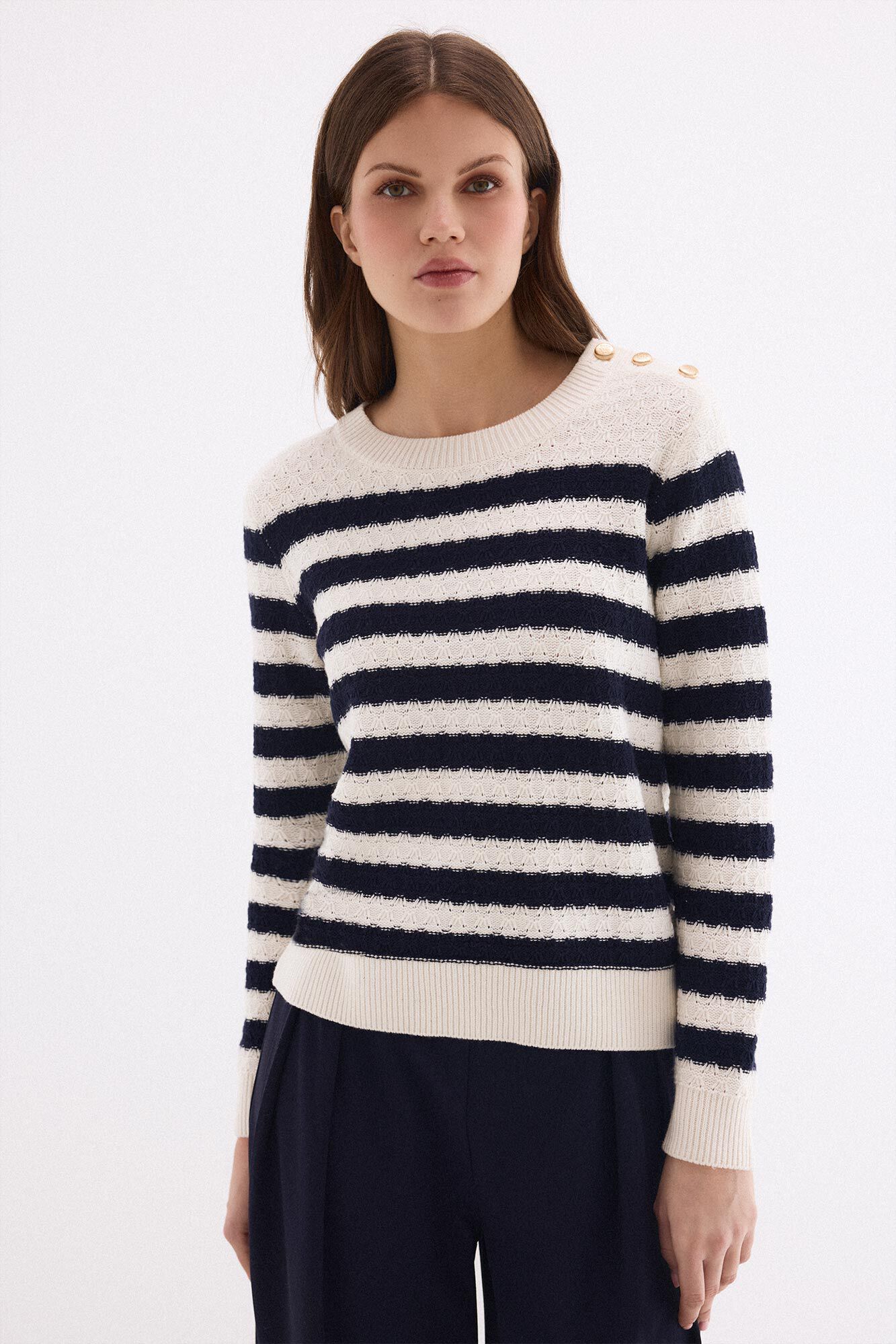 Pedro del Hierro Basic two-tone striped jumper