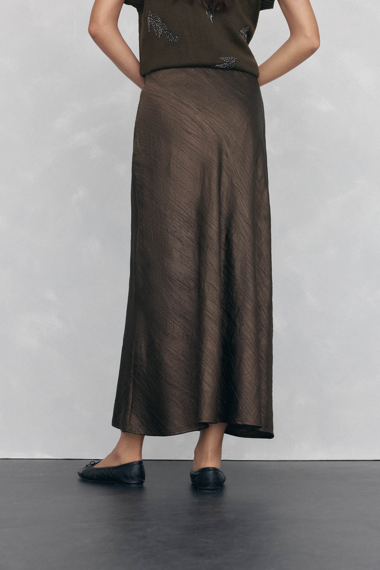 Pedro del Hierro Satin structured skirt Green