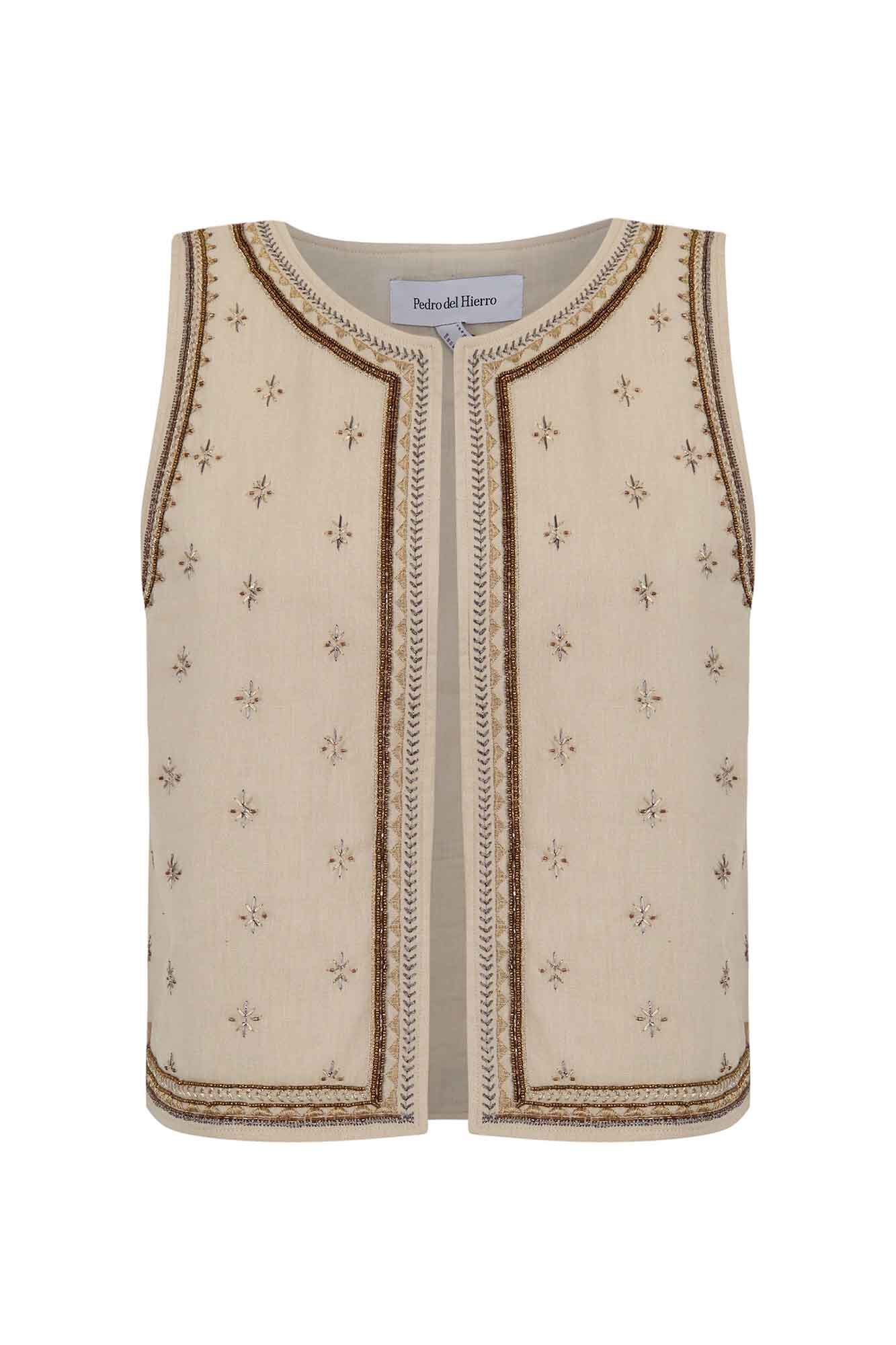 Pedro del Hierro Embroidered waistcoat Beige
