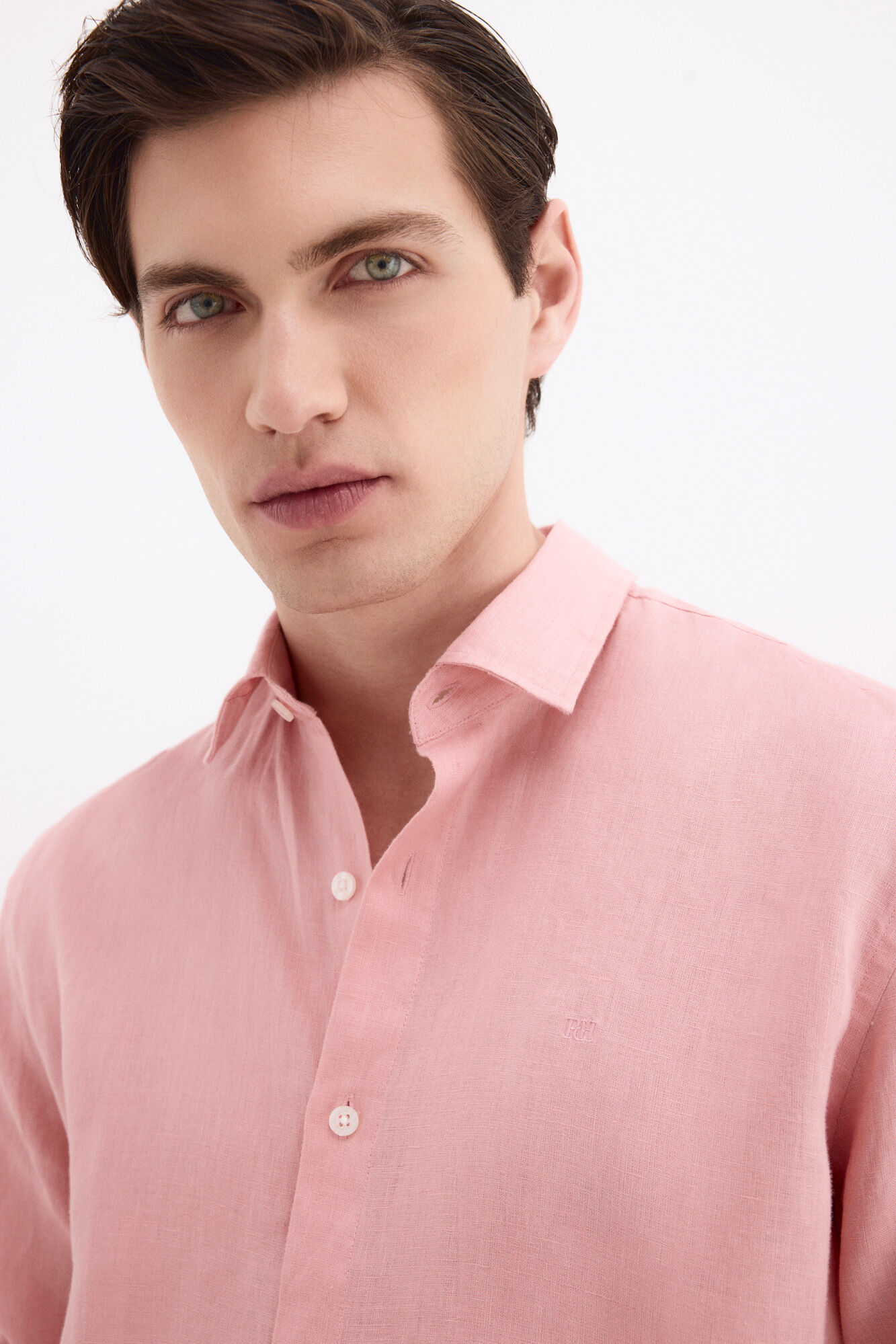 Pedro del Hierro Plain linen shirt Coral