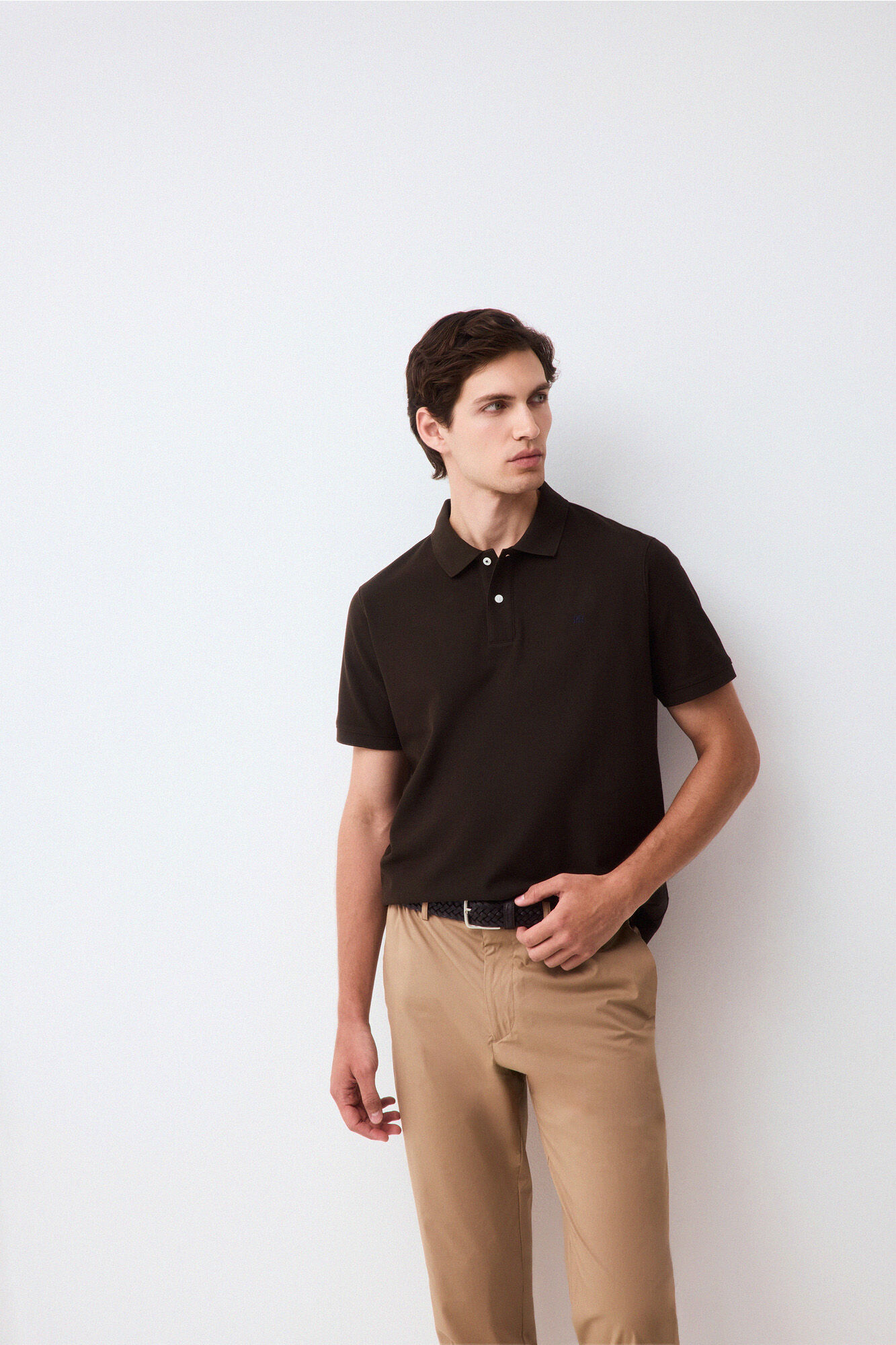Pedro del Hierro Piqu&eacute; basic polo shirt Brown