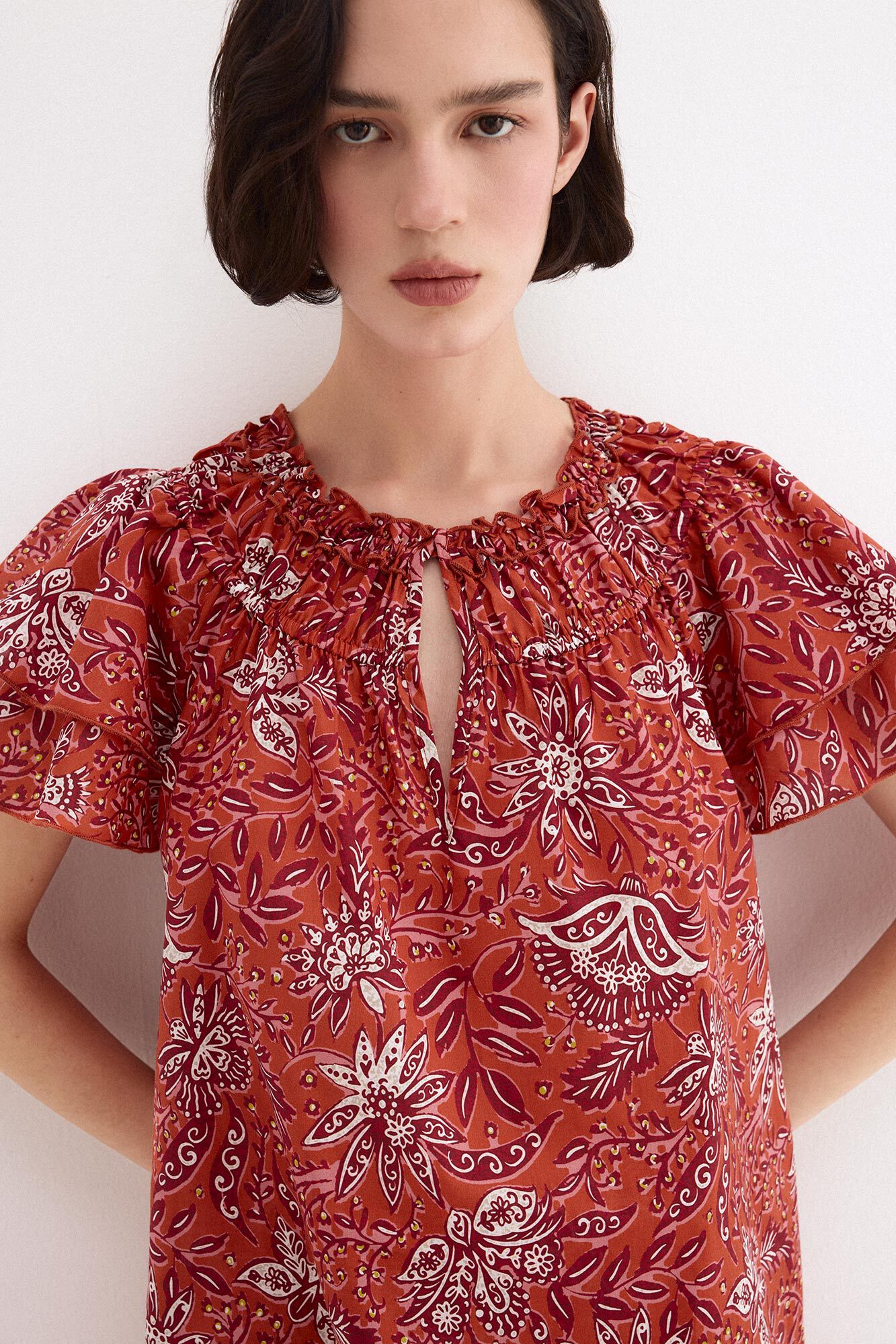 Pedro del Hierro Printed ruffle sleeve blouse