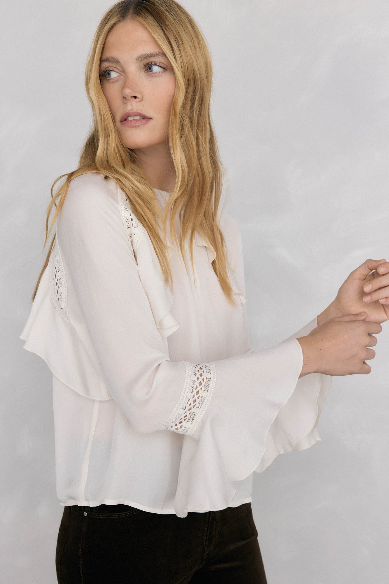 Pedro del Hierro Blusa de renda com babados