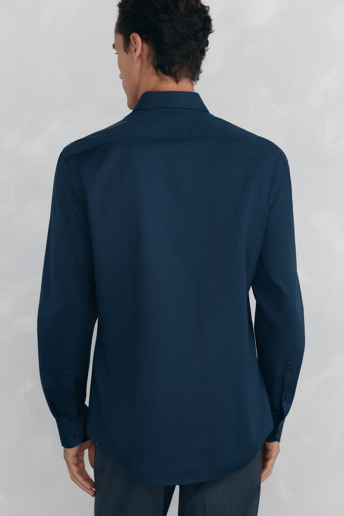 Pedro del Hierro Camisa lisa twill f&aacute;cil plancha + anti olor slim fit Azul