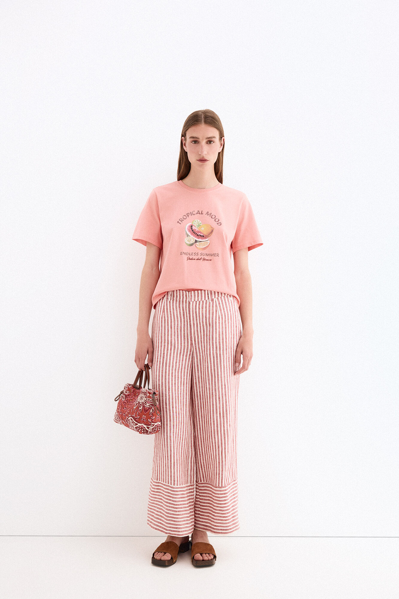 Pedro del Hierro Short sleeve T-shirt with front print Orange