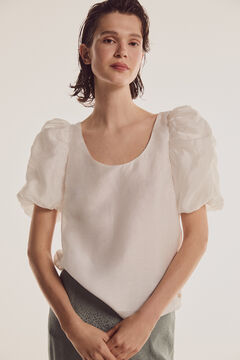 Pedro del Hierro Blouse with puffed sleeves Beige
