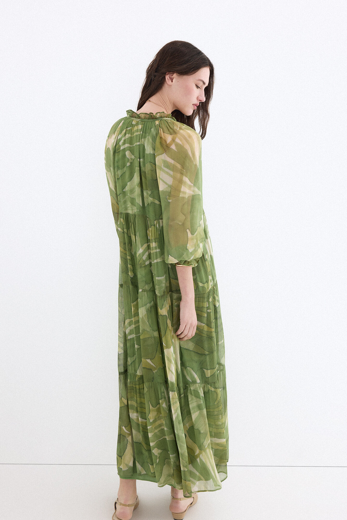 Pedro del Hierro Romantic long printed dress Green