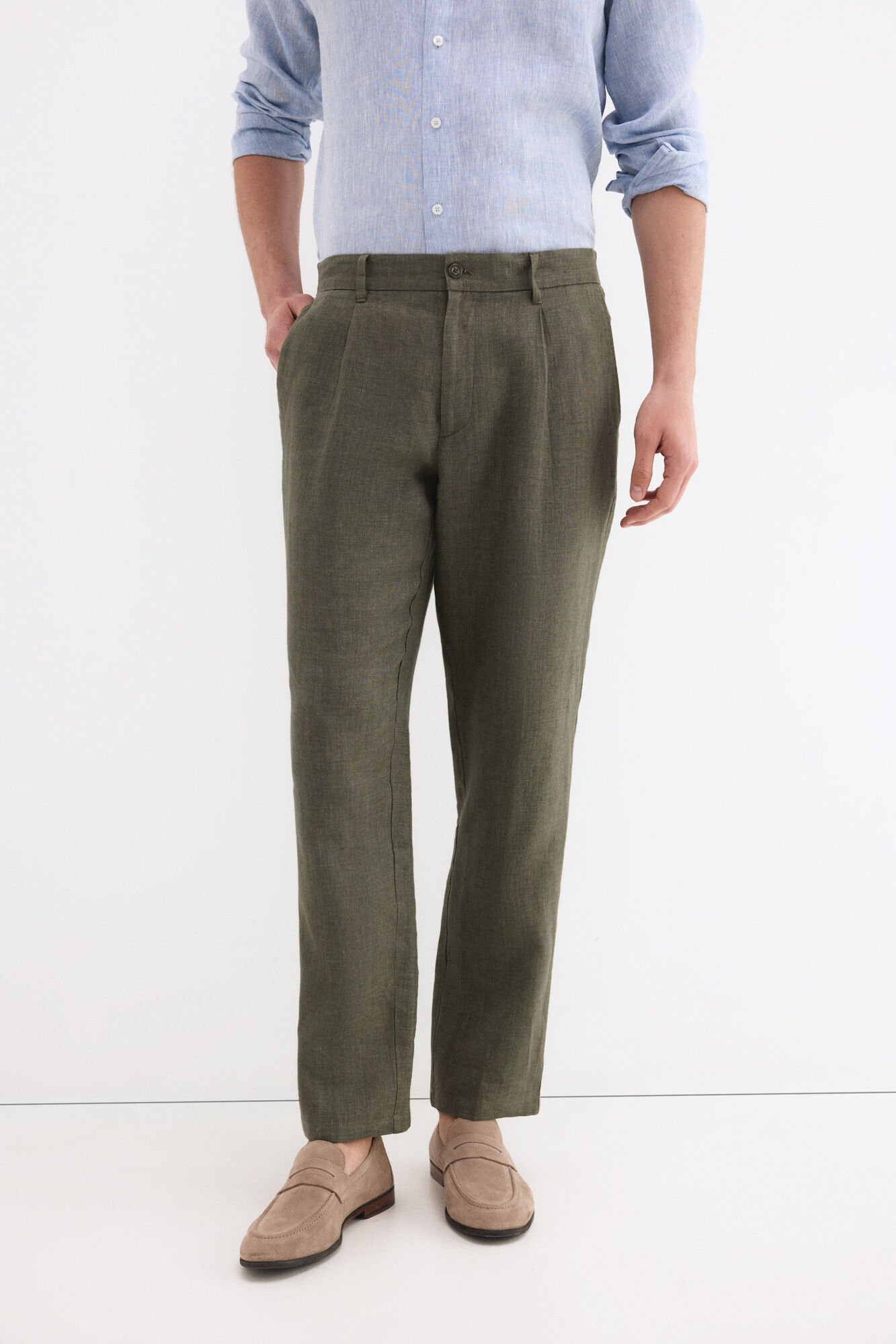 Pedro del Hierro Cotton-linen regular fit trousers