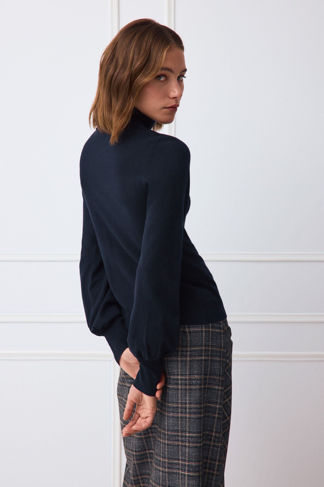 TFP by Tamara Falc&oacute; Viscose funnel neck jumper Blue