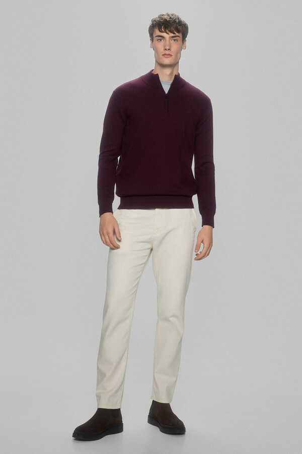 Pedro del Hierro Cotton/silk/cashmere half-zip jumper Burgundy