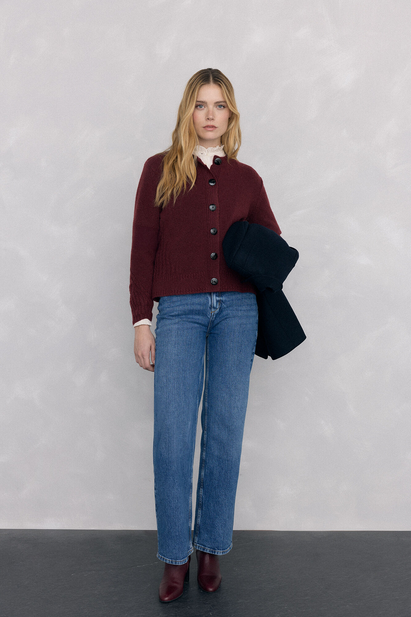 Pedro del Hierro C&aacute;rdigan de punto Burdeos