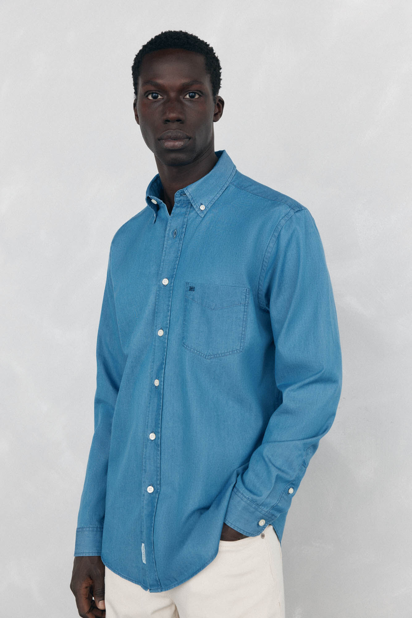 Pedro del Hierro Italian fabric denim shirt Blue