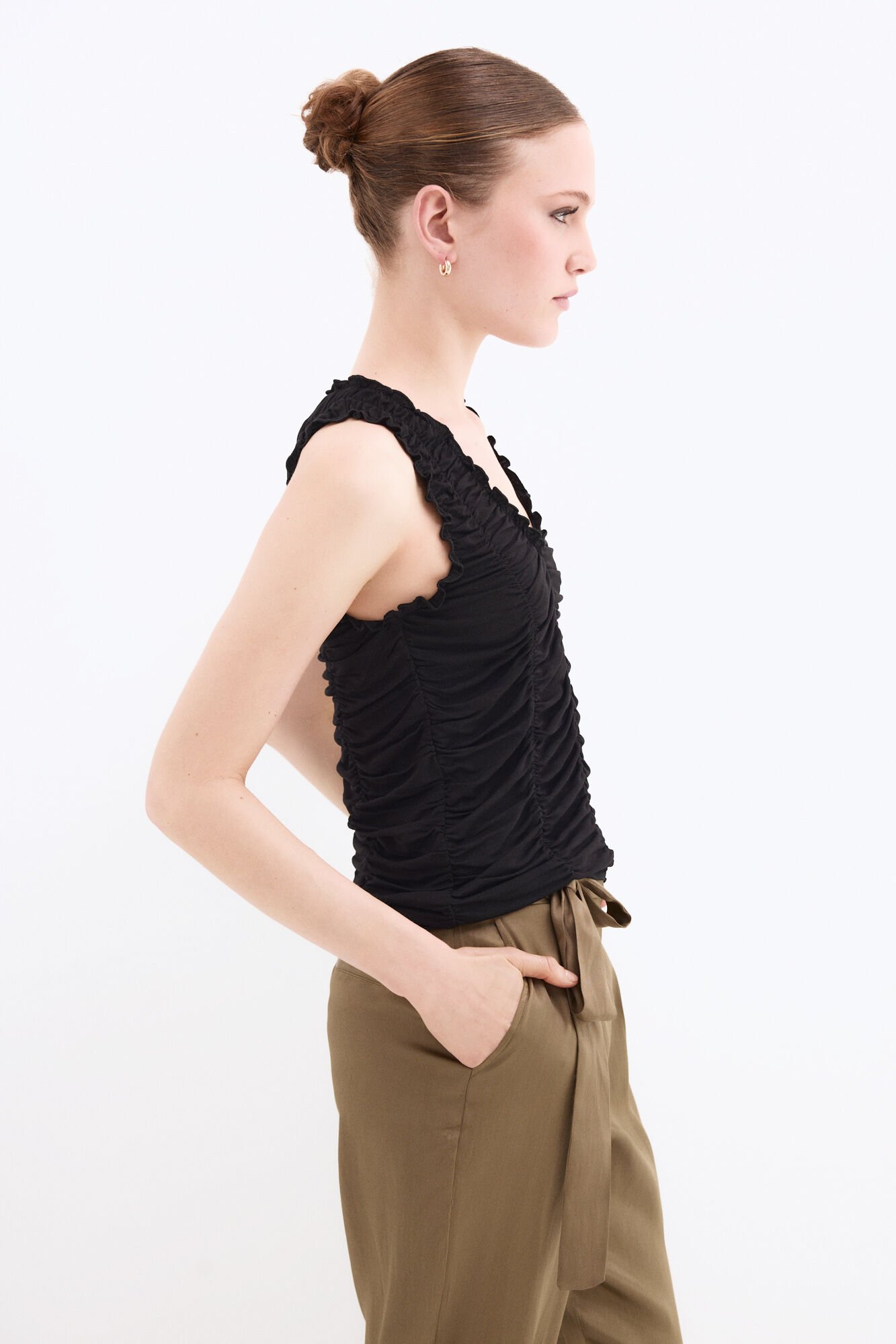 Pedro del Hierro Draped sleeveless T-shirt Black