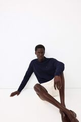 Pedro del Hierro Camisola de malha fina em algod&atilde;o premium Azul