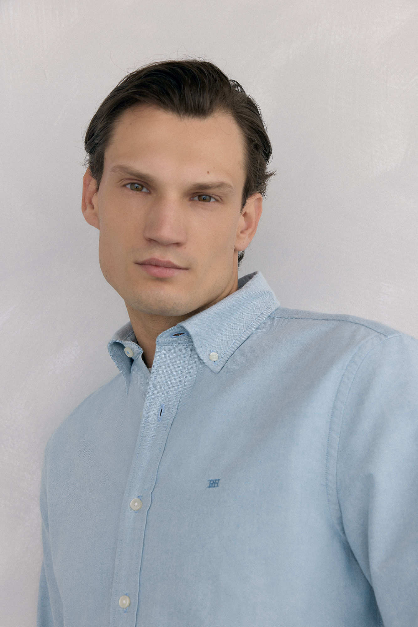 Pedro del Hierro Camisa ic&oacute;nica em oxford lisa Turquesa