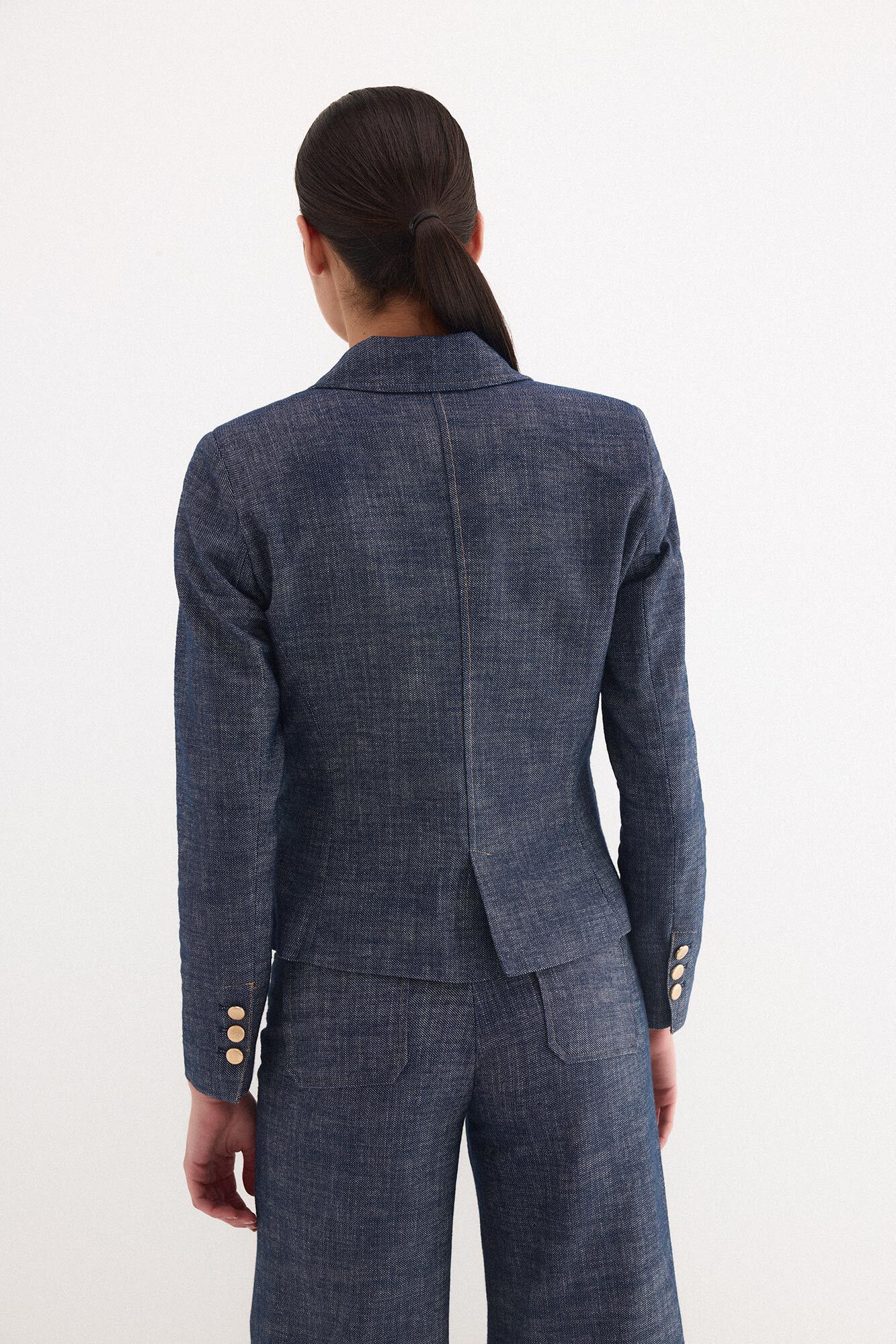 Pedro del Hierro Blazer crop efecto denim Azul