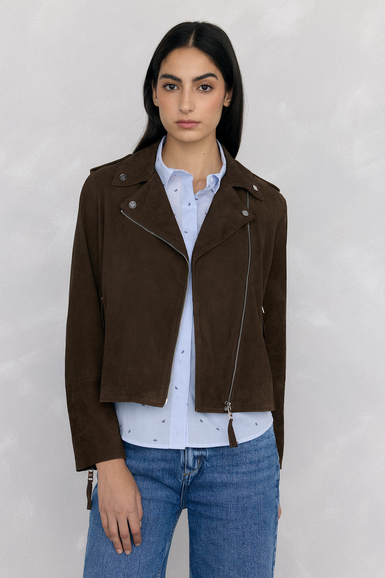 Pedro del Hierro Jaqueta de motociclista de camur&ccedil;a Marrom