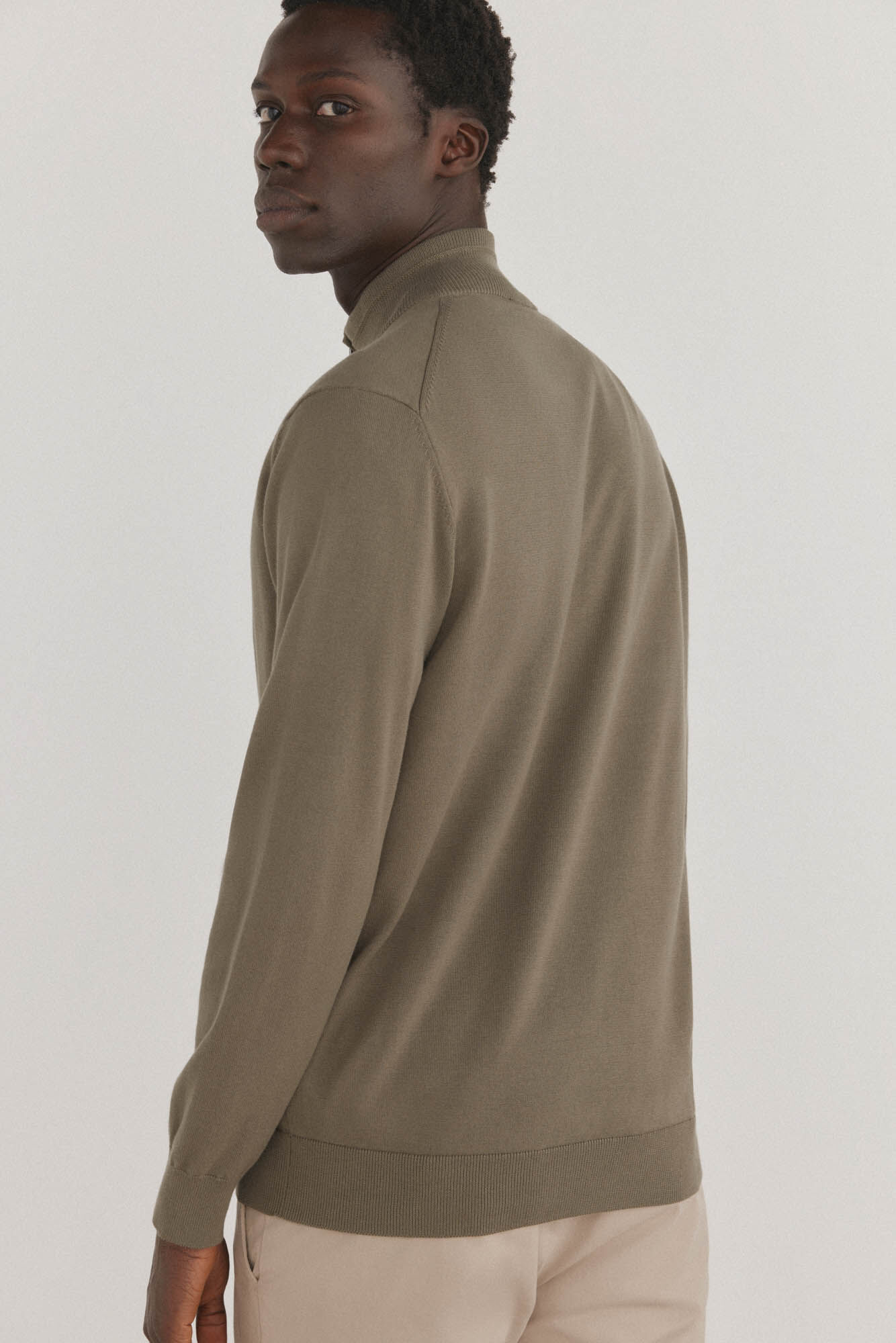 Pedro del Hierro Fine premium cotton zip fastening cardigan Green