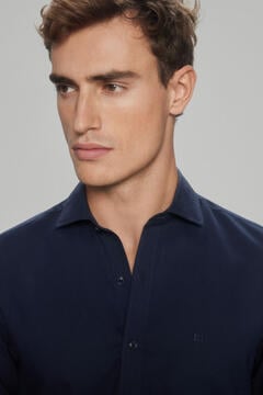 Pedro del Hierro Plain slim fit non-iron + odour-resistant 24h shirt Blue