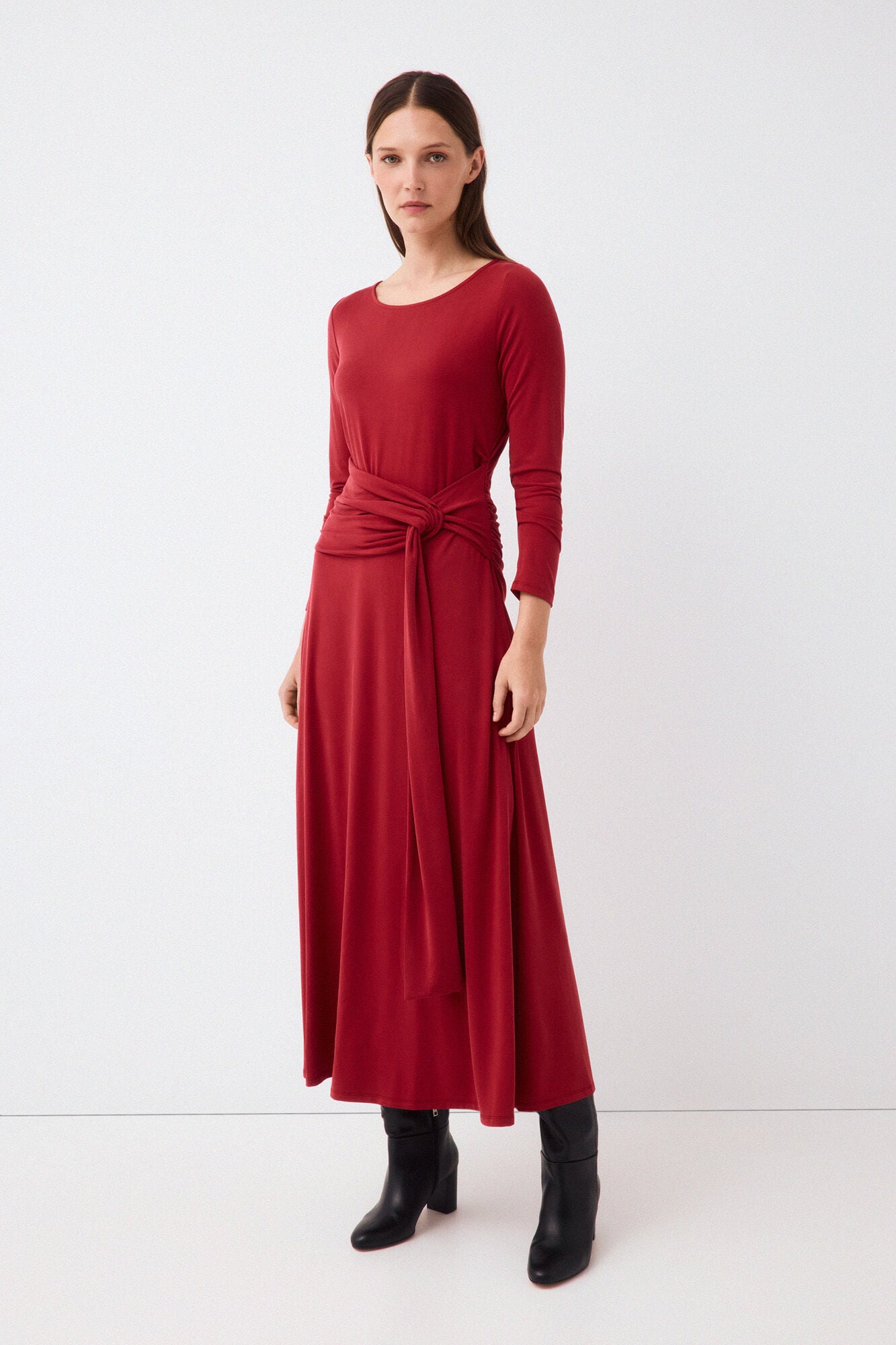 Pedro del Hierro Fluid long sleeve dress with knot detail
