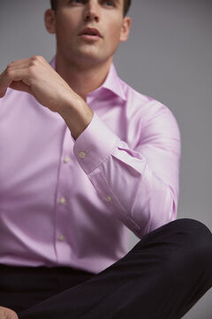 Pedro del Hierro Tailored fit textured Tech Non-Iron dress shirt Pink