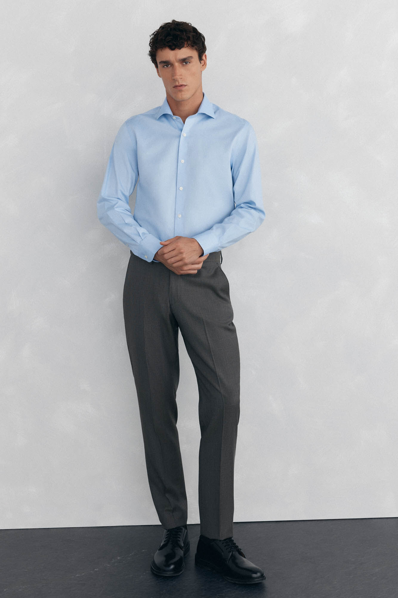 Pedro del Hierro Camisa social lisa que n&atilde;o pode ser passada a ferro + resistente a manchas Azul