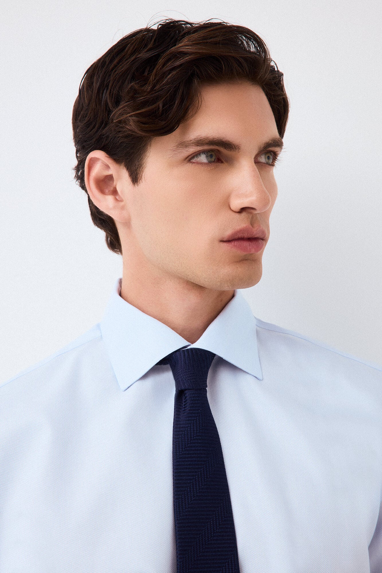 Pedro del Hierro Plain non-iron + anti-stain double cuff dress shirt Blue