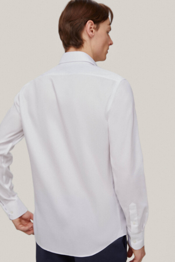 Pedro del Hierro Camisa elegante lisa estrutura non-iron + antimanchas Branco